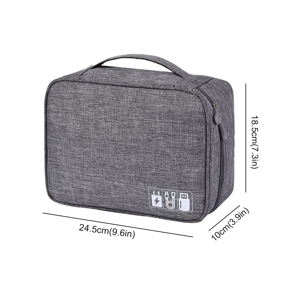 HCFGS Travel Cable Organizer Bag - Universal Electronics Accessories Storage Case for Cables, Power Banks, USB Drives & Chargers - Portable Gadget Pouch for Travel, Office & Home Use (Gray)