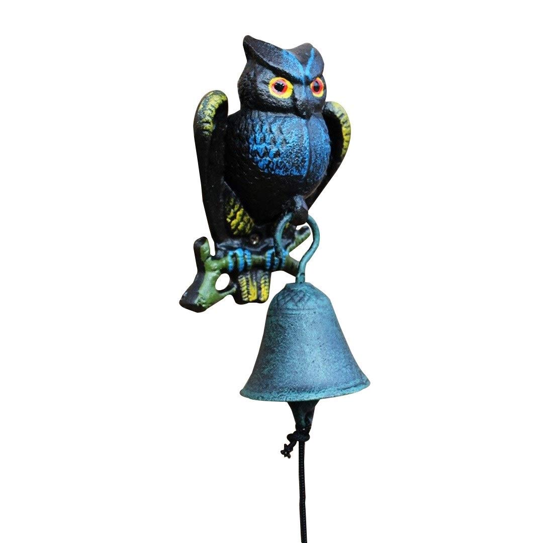 Vintage Cast Iron Owl Dinner Bell - Handcrafted Outdoor Garden Doorbell, Retro Wall Decor for Patio, Farmhouse & Cottage Style - Perfect for Porch, Yard & Garden Decorations