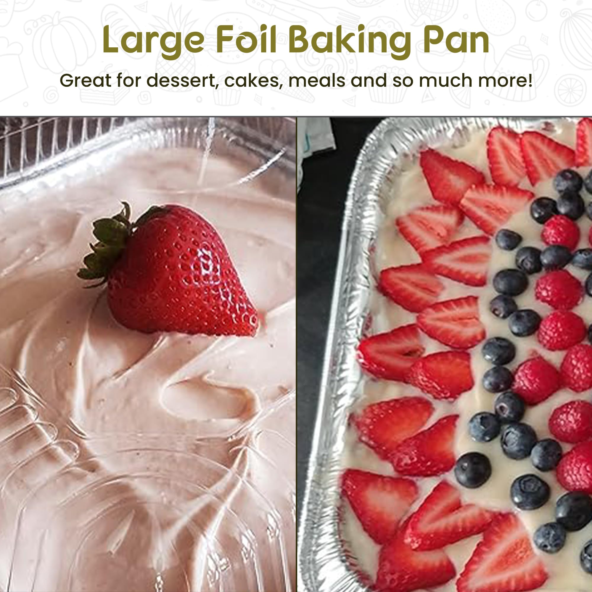 KitchenDance 25-Count Disposable Aluminum Half Sheet Cake Pans with Clear Plastic Dome Lids - 17.5