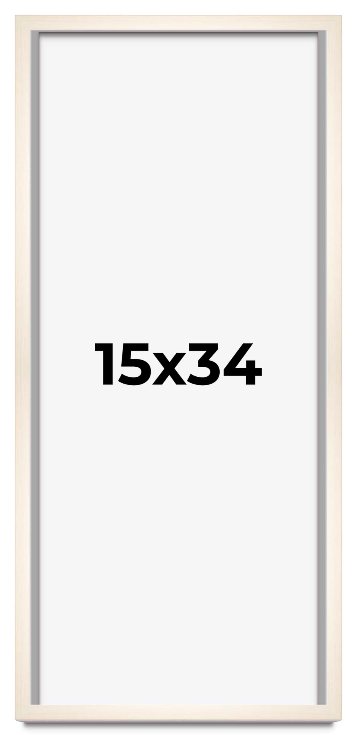CountryArtHouse 15x34 Inch Whitewashed Solid Wood Picture Frame - 0.8125