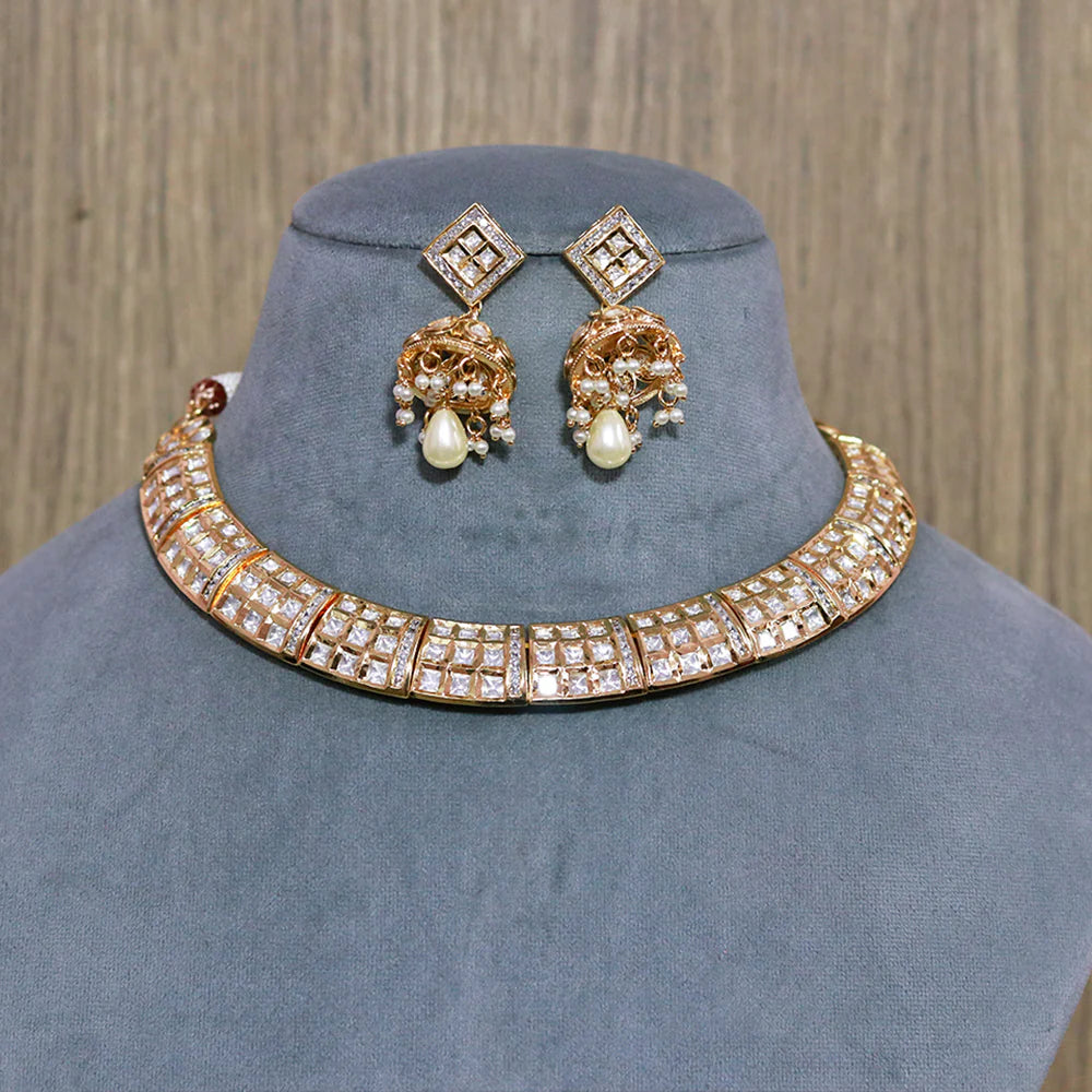 Luxury Gold Plated Royal Kundan Necklace and Earrings Set (D578) - Perfect for Weddings, Parties, and Special Occasions
