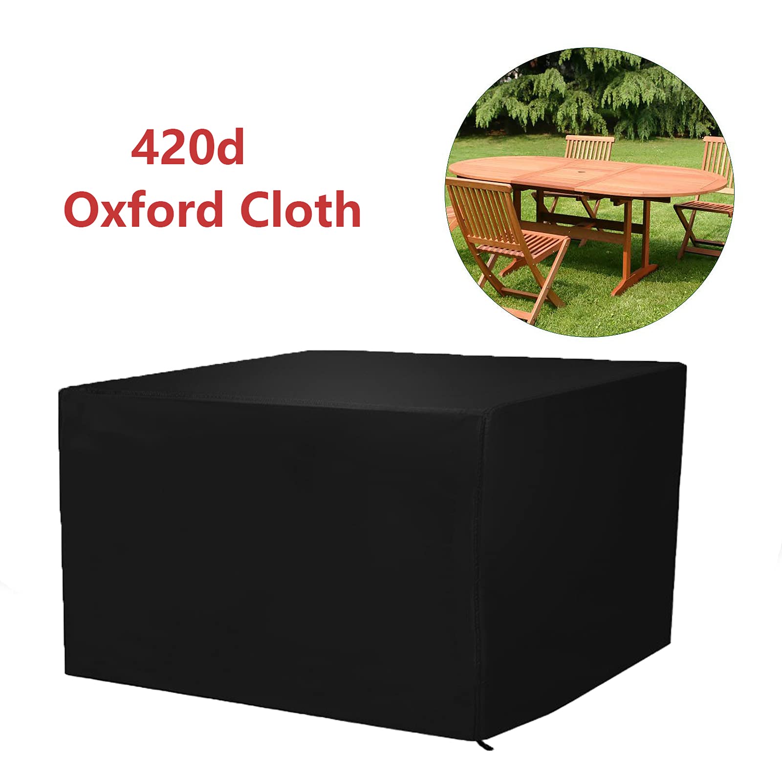 **Waterproof Square Patio Table Cover 113x61x32in - Heavy Duty Canvas Outdoor Dining Table Protector for Rain, Snow & Winter - Fits Table & Chairs, All-Weather Protection for Backyard, Deck & Garden**