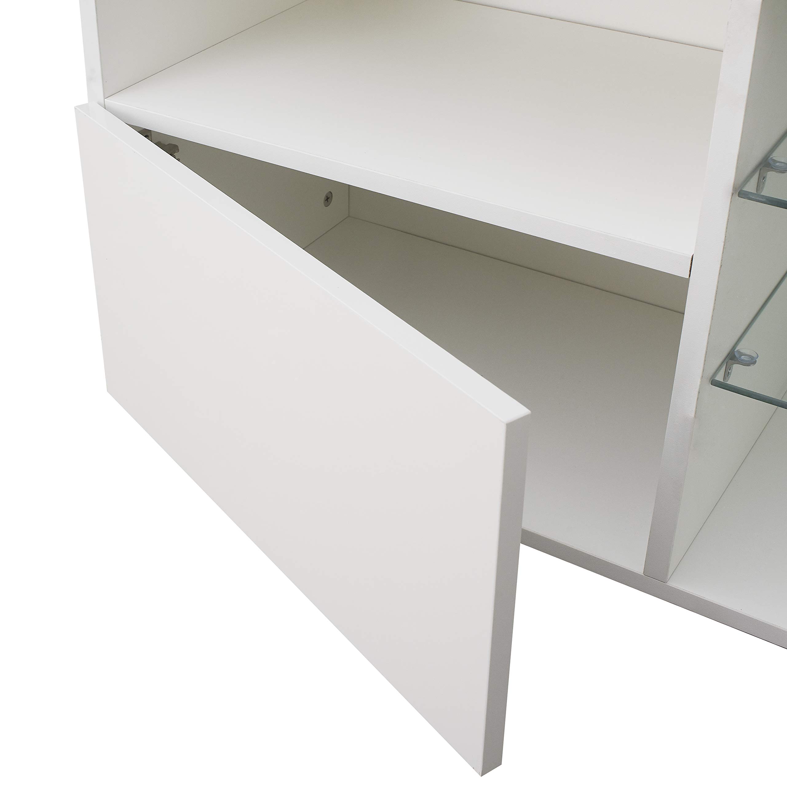 55 Inch TV Stand with LED Lights & Storage - Modern Entertainment Center with 2 Drawers, Living Room TV Console Table for Flat Screen TVs - Perfect for Home Theater & Gaming Setup (White)