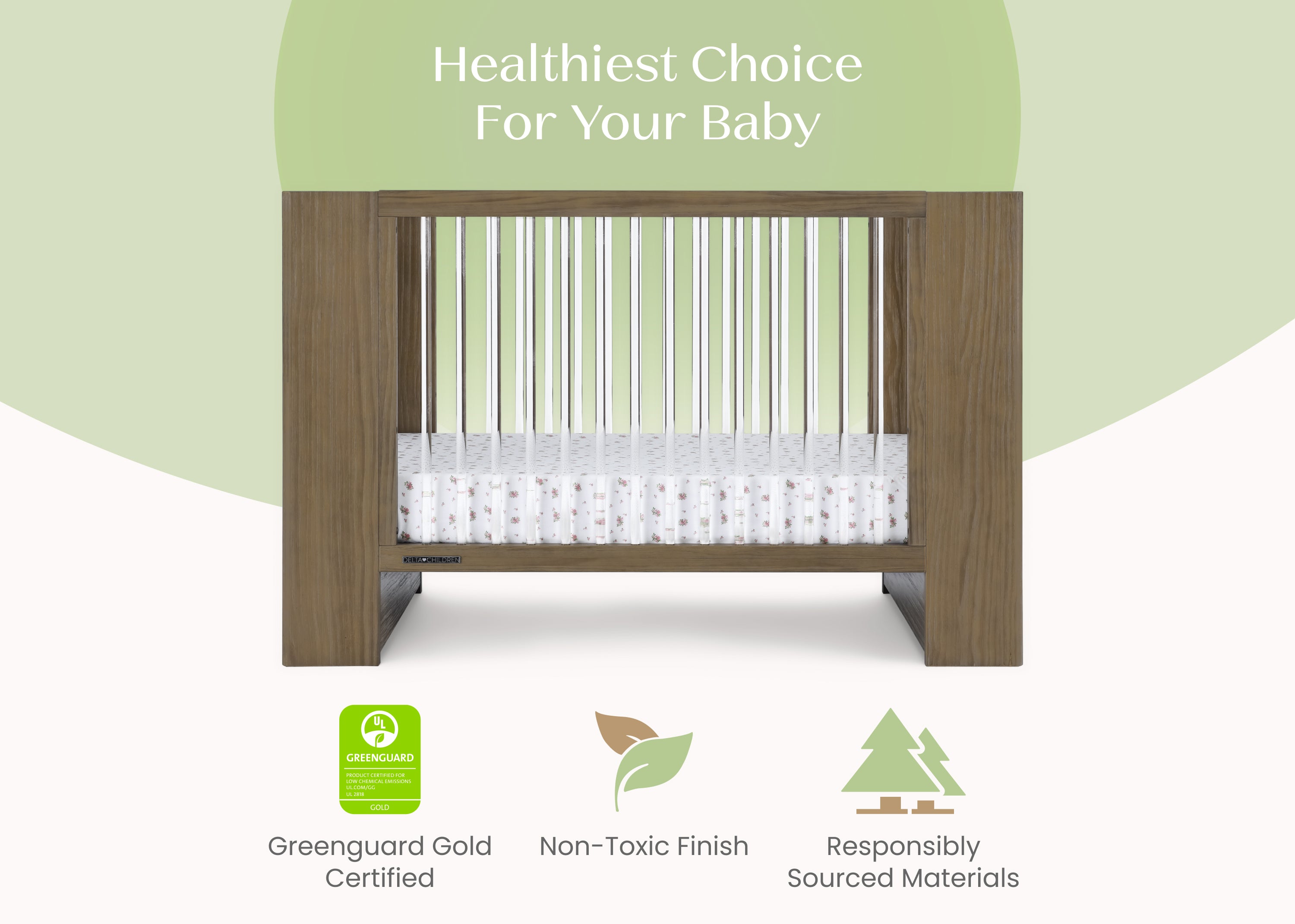 Aerin 4-in-1 Convertible Baby Crib - Toddler Bed, Daybed & Full-Size Bed | Safe & Stylish Nursery Furniture for Newborns to Teens | Perfect for Baby Rooms, Daycare Centers & Guest Bedrooms