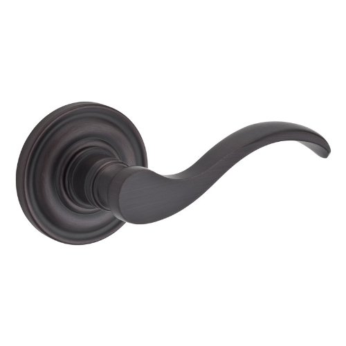 Baldwin Passage Curve Lever Door Handle with Traditional Round Rose in Venetian Bronze Finish - Perfect for Vintage and Classic Home Interiors, Bedrooms, and Entryways