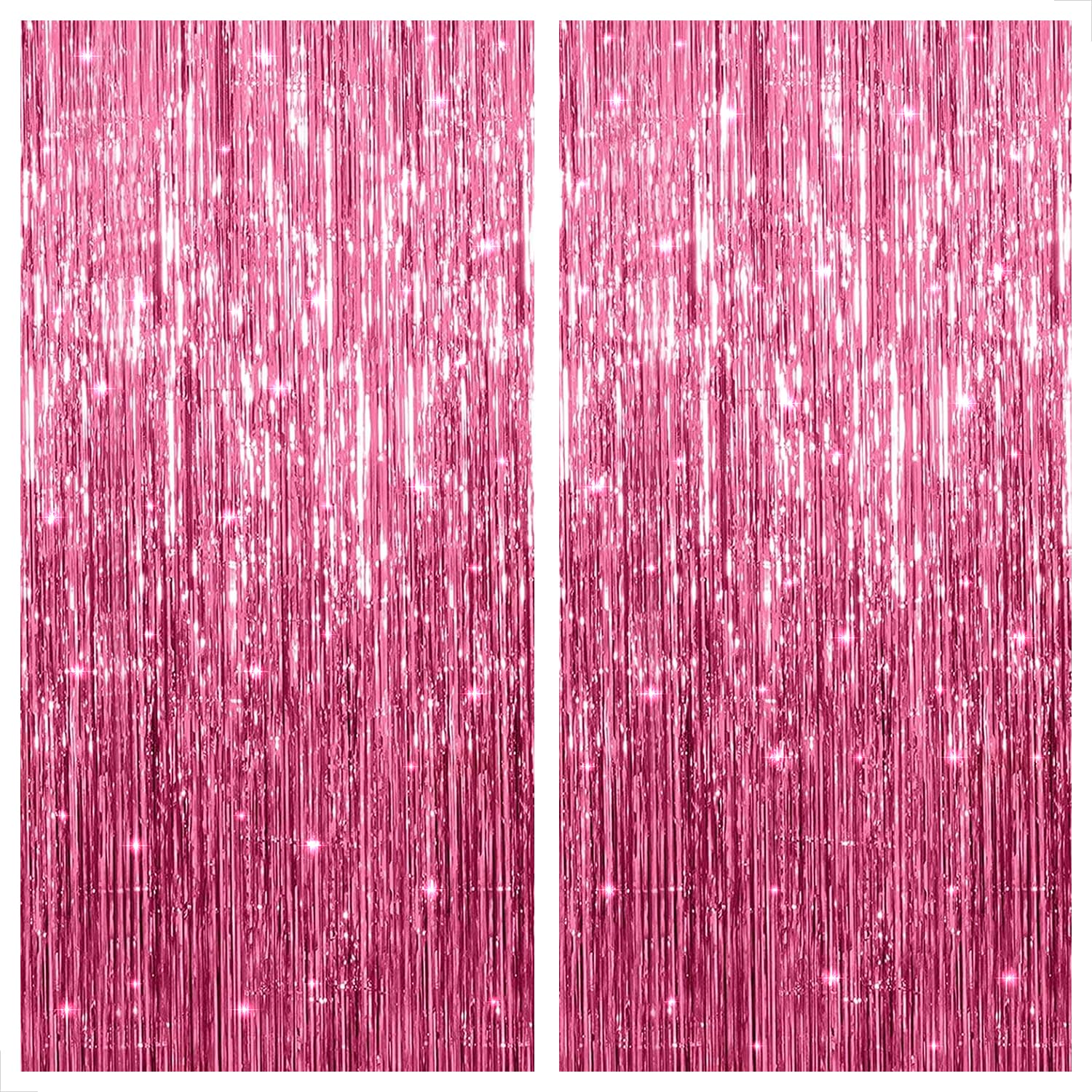 KatchOn 3.2x6.5 Feet Pink Fringe Backdrop - Pack of 2 | Shiny Party Decor for Galentine's Day, Valentine's Day & Birthday Celebrations | Perfect for Photo Booths, Baby Showers & Wedding Receptions