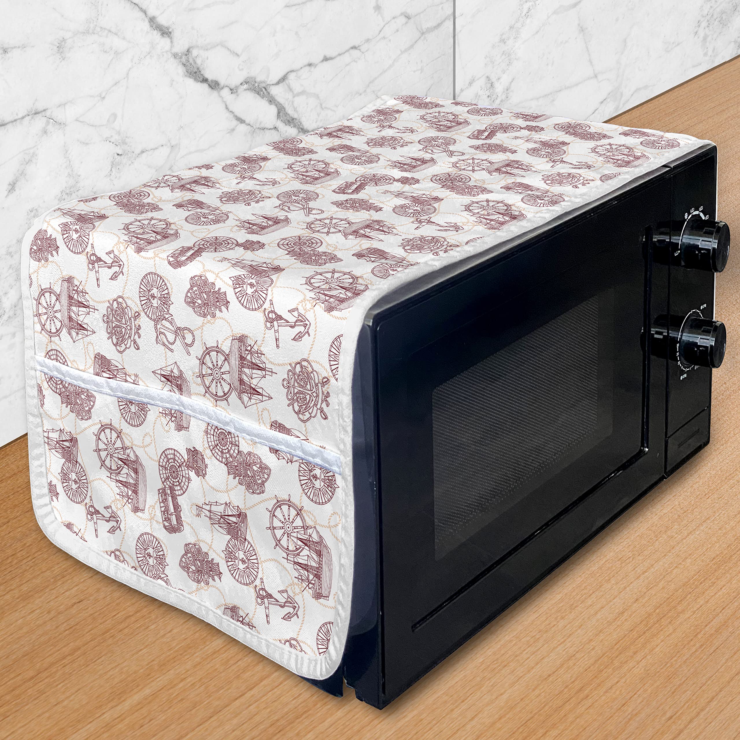 Ambesonne Nautical Microwave Oven Cover - Waterproof Kitchen Organizer with Pockets, 36