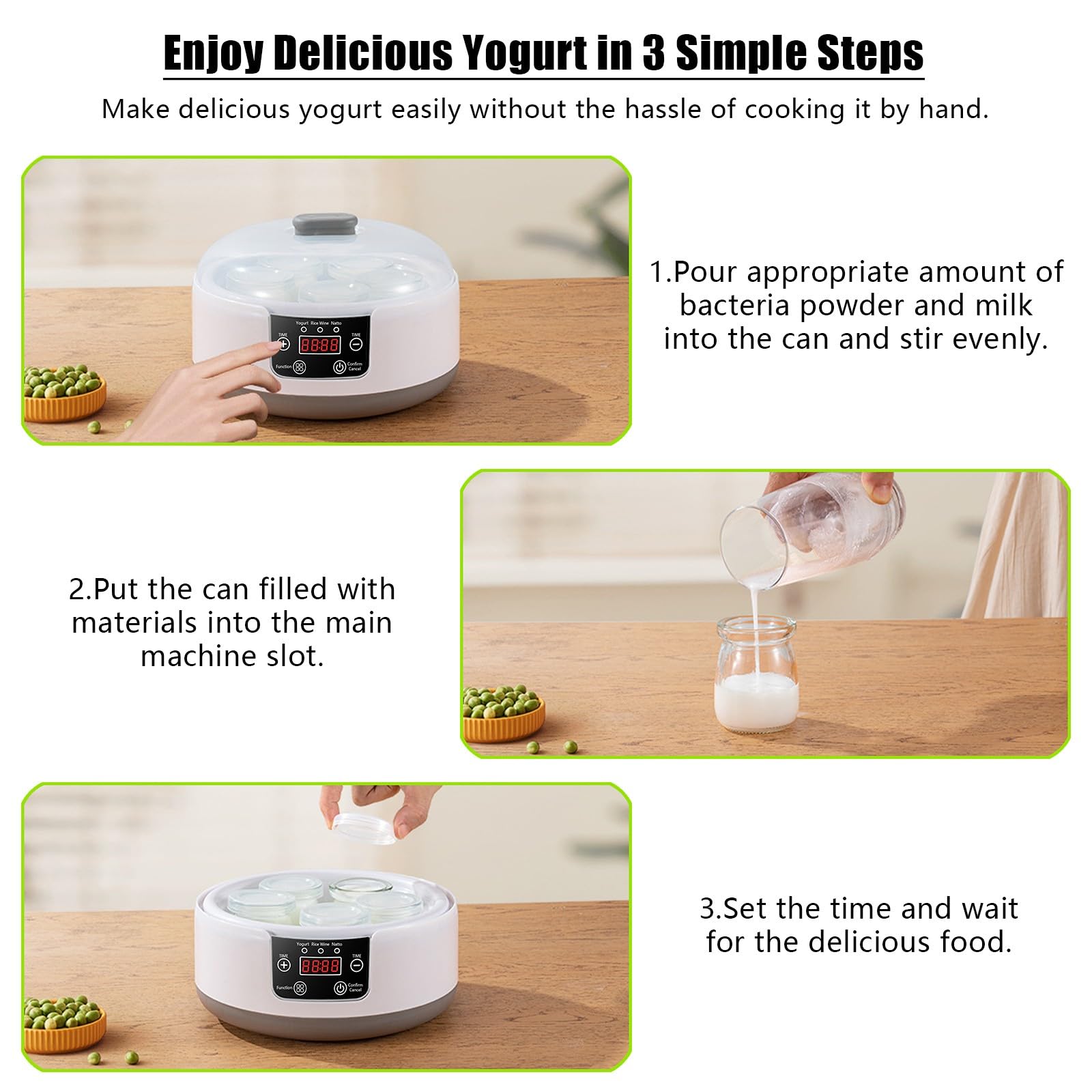 Automatic Yogurt Maker Machine with Timer & Constant Temperature Control - Probiotic Yogurt Maker with LCD Display, Multi-Function Electric Yogurt Machine for Home Use (Includes Bottle) - Perfect for Healthy Breakfasts, Snacks & Meal Prep
