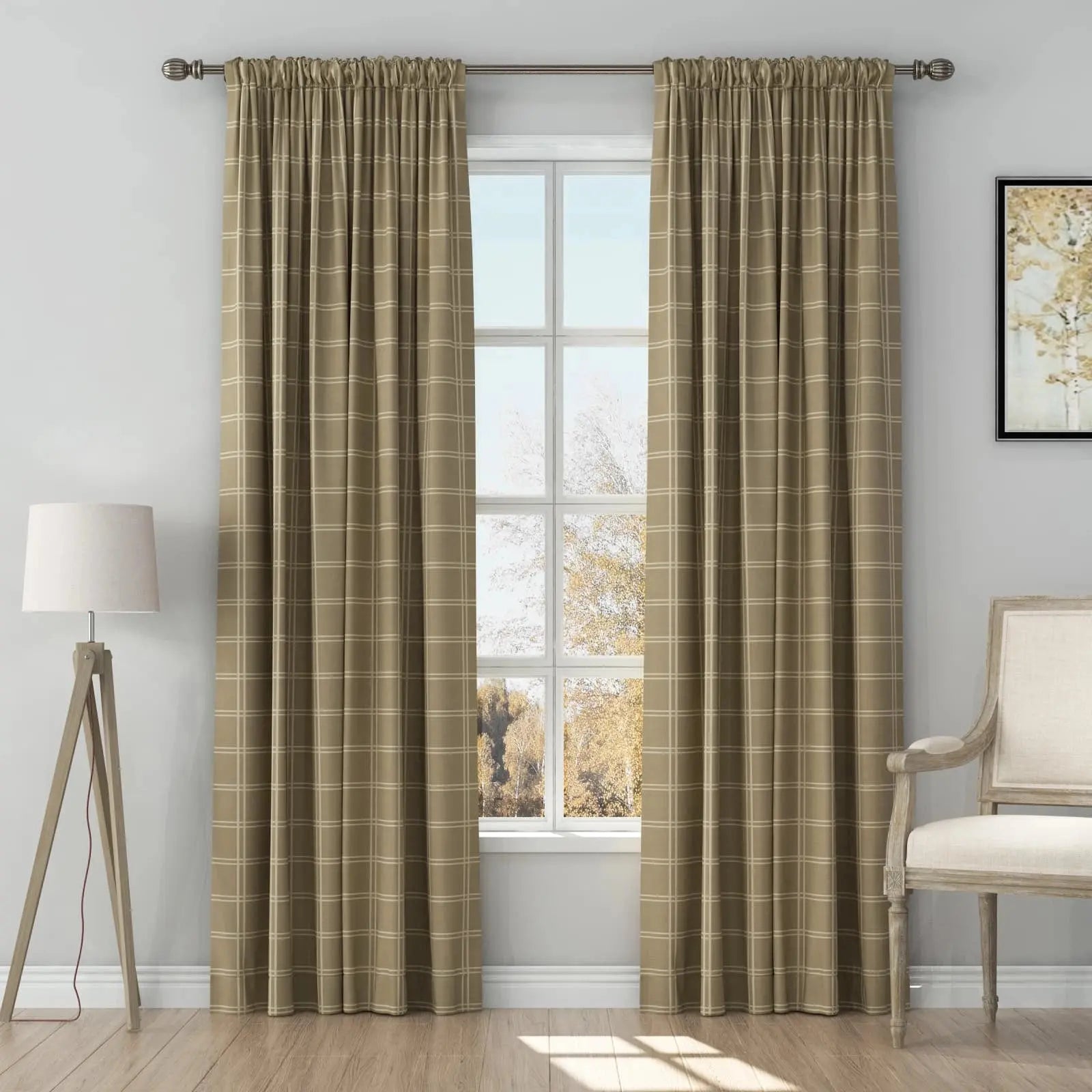 Double Windowpane taupe khaki DW84