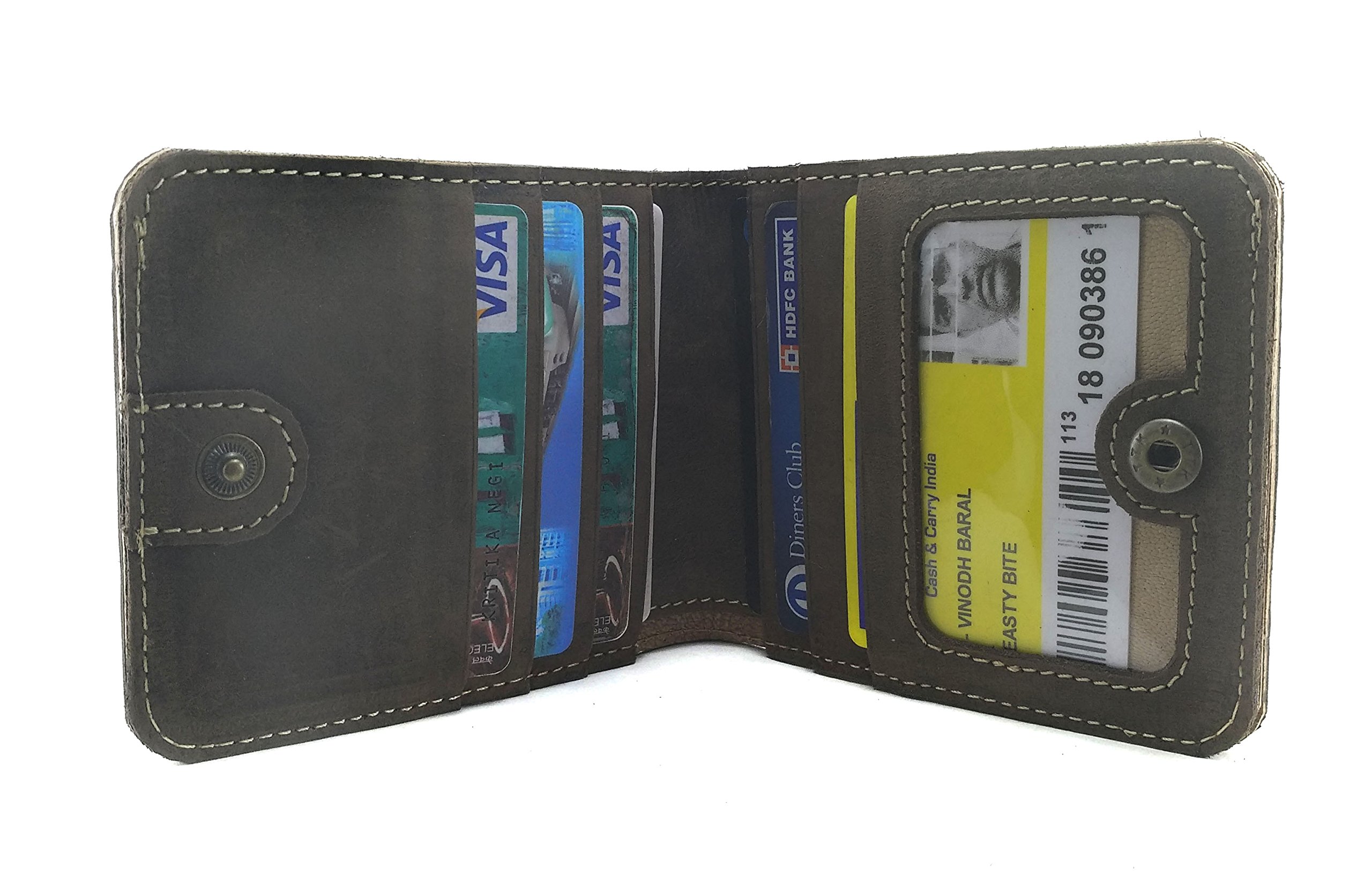 Genuine Leather Buttoned Wallet for Men & Women - RFID Blocking, Multiple Card Slots & Cash Pocket - Premium Brown Bifold Wallet - Perfect for Everyday Use, Travel & Business