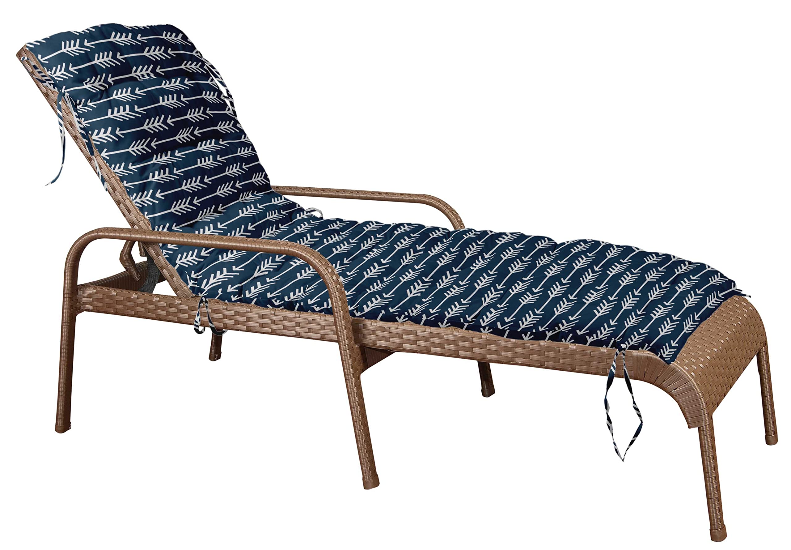 Quilted Thick Padded Seat Cushion for Rocking Chair, Sofa & Recliner - 74x23 Inch Blue Outdoor Bench Cushion with Ties - Perfect for Garden, Terrace & Patio Furniture
