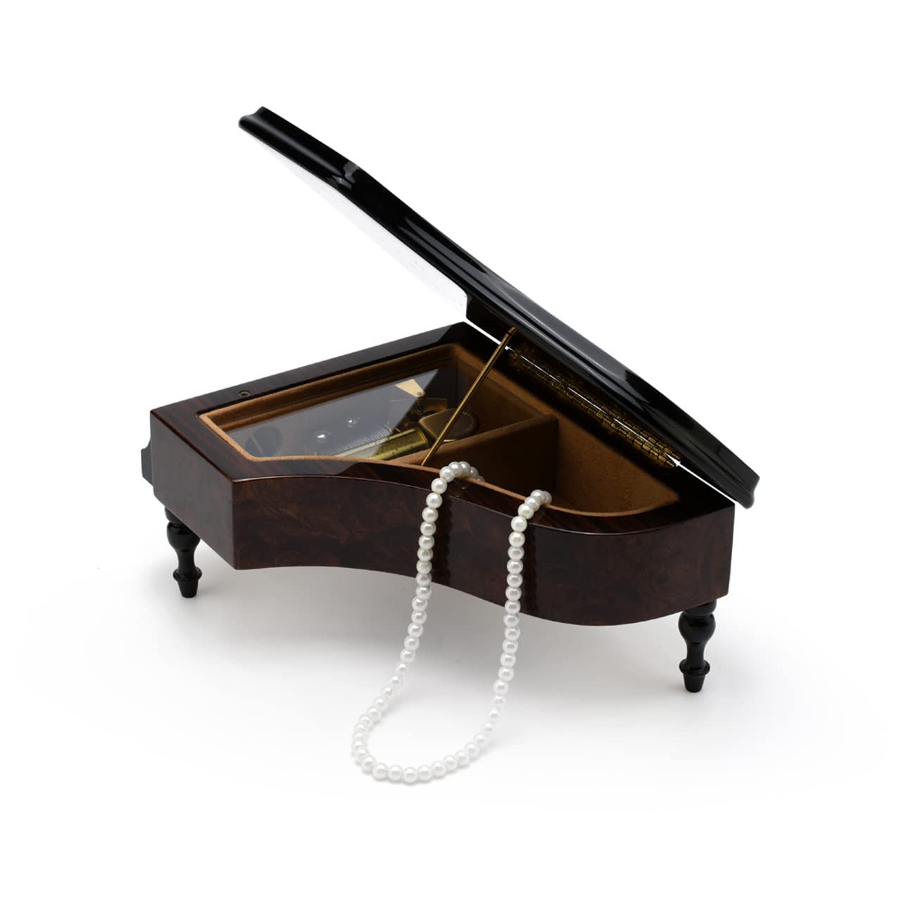 Handmade 30-Note Italian Grand Piano Music Box with Sheet Music Inlay - Plays Minuet in G - Perfect for Weddings, Anniversaries & Home Decor