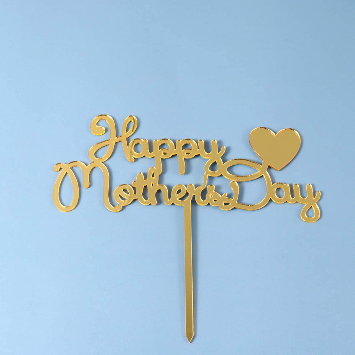 10pcs Happy Mother's Day Cake Toppers - Acrylic Cake Decorations for Birthday, Wedding & Party - Golden Cake Picks for DIY Baking & Celebration Gifts