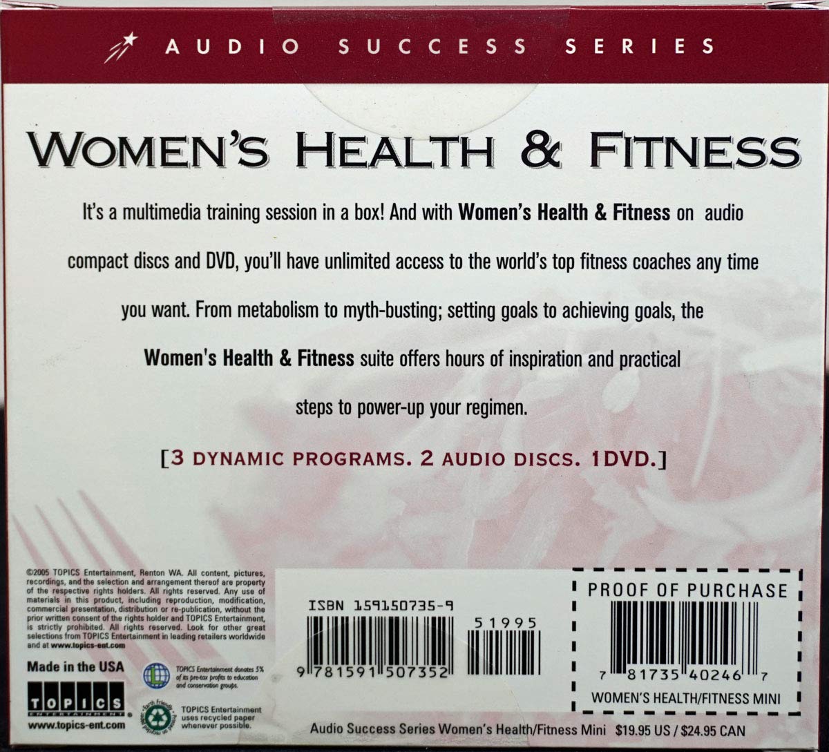 Topics Entertainment Weight Loss & Exercise at Home for Women - 2 Audio CDs + 1 DVD Fitness Bundle | Home Workout Guide for Busy Women, Weight Management & Healthy Lifestyle