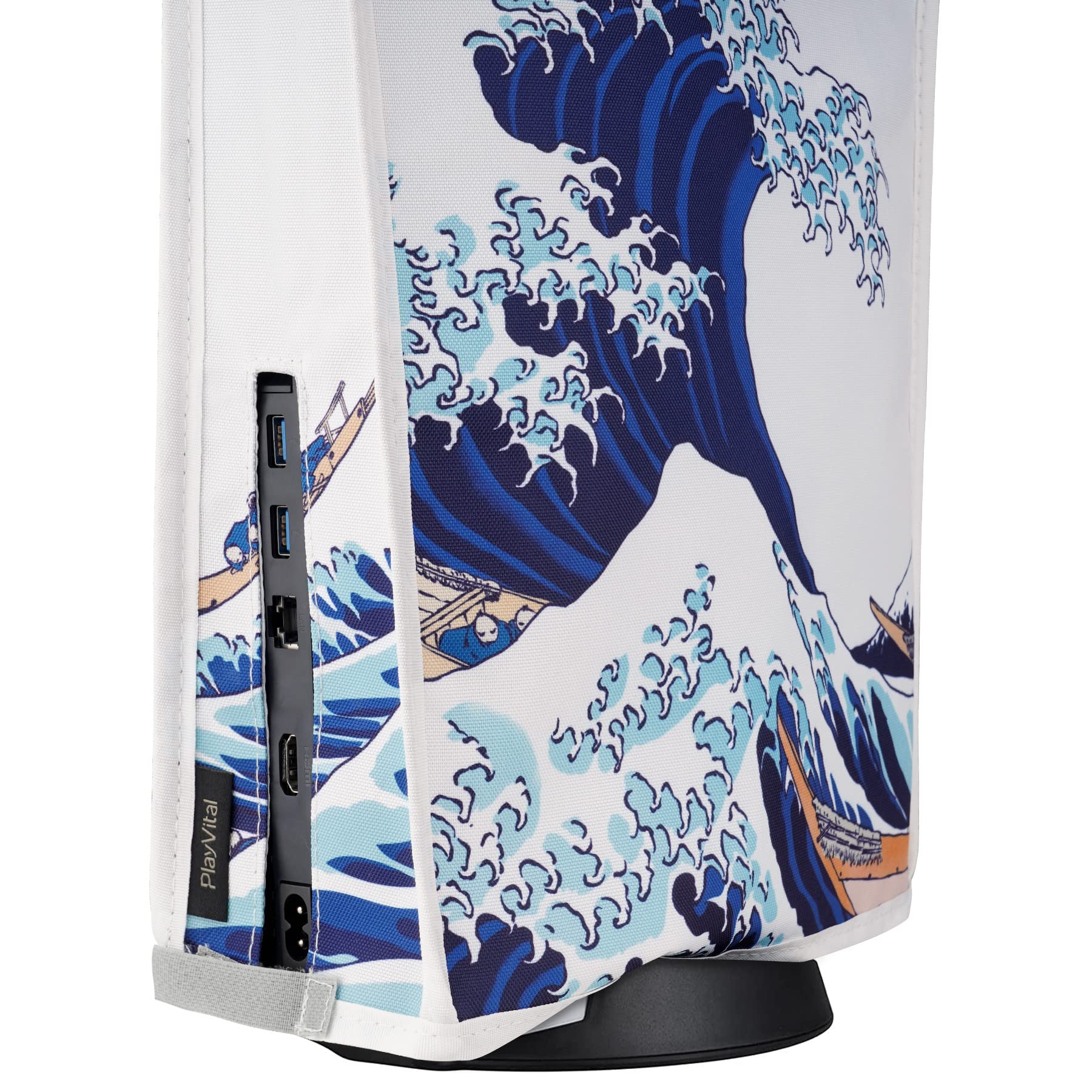 PlayVital PS5 Dust Cover - Soft Anti-Scratch Waterproof Protective Sleeve for PS5 Console (Digital & Disc Edition) - The Great Wave Design - Perfect for Gaming Setup Protection & Dust Prevention