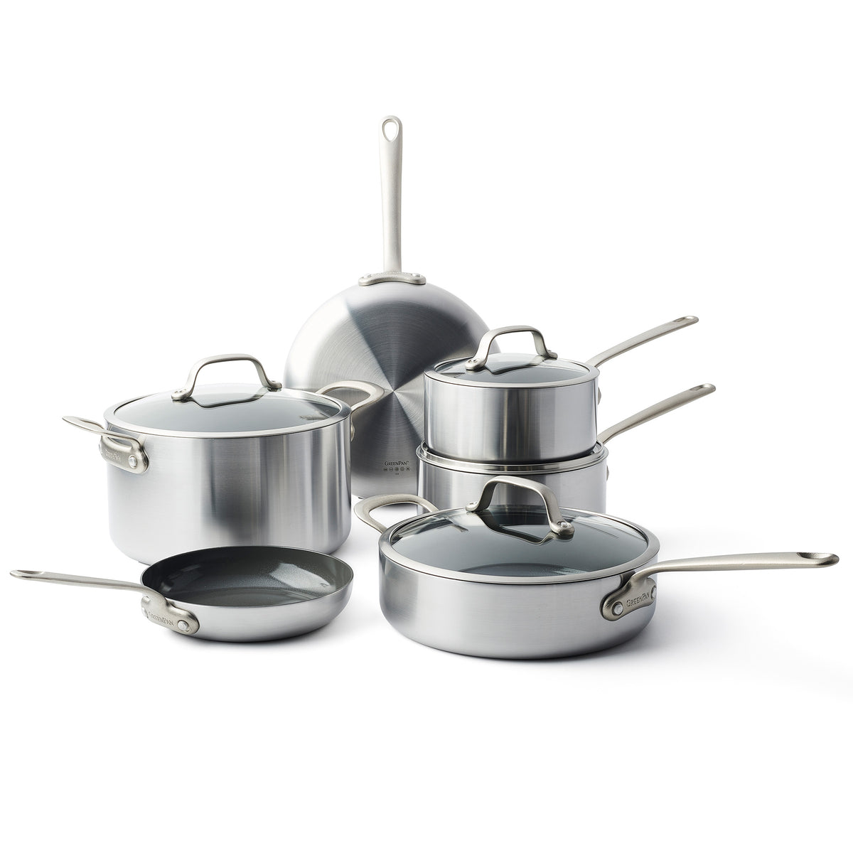 Premium 10-Piece Stainless Steel Cookware Set - Professional Kitchen Pots & Pans for Induction, Gas & Electric Stoves - Perfect for Home Cooking, Meal Prep & Gourmet Chefs