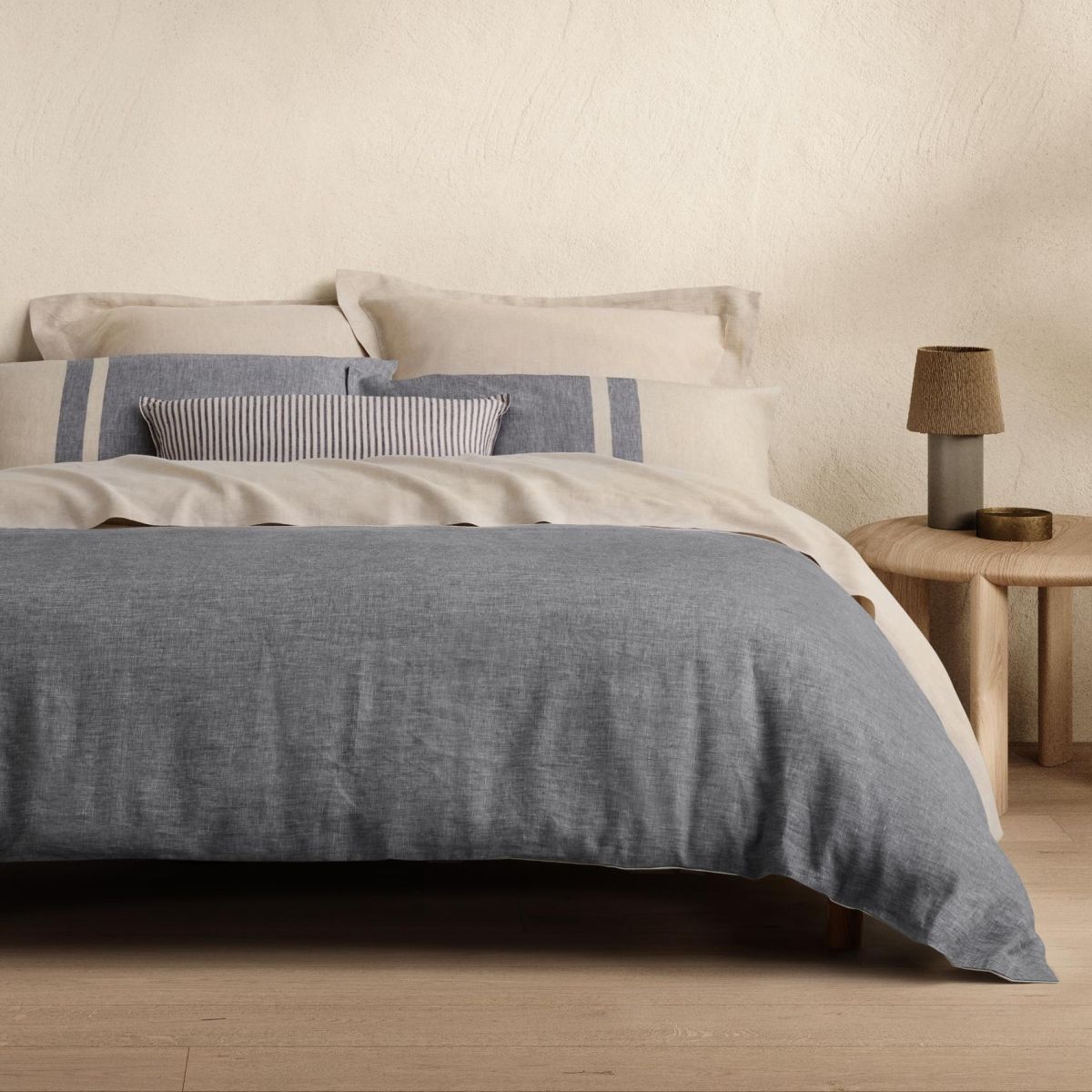Sheridan Abbotson Bloc Flax Linen Quilt Cover Set - Soft & Breathable 100% Natural Linen Bedding for All Seasons | Perfect for Master Bedroom, Guest Room & Vacation Homes