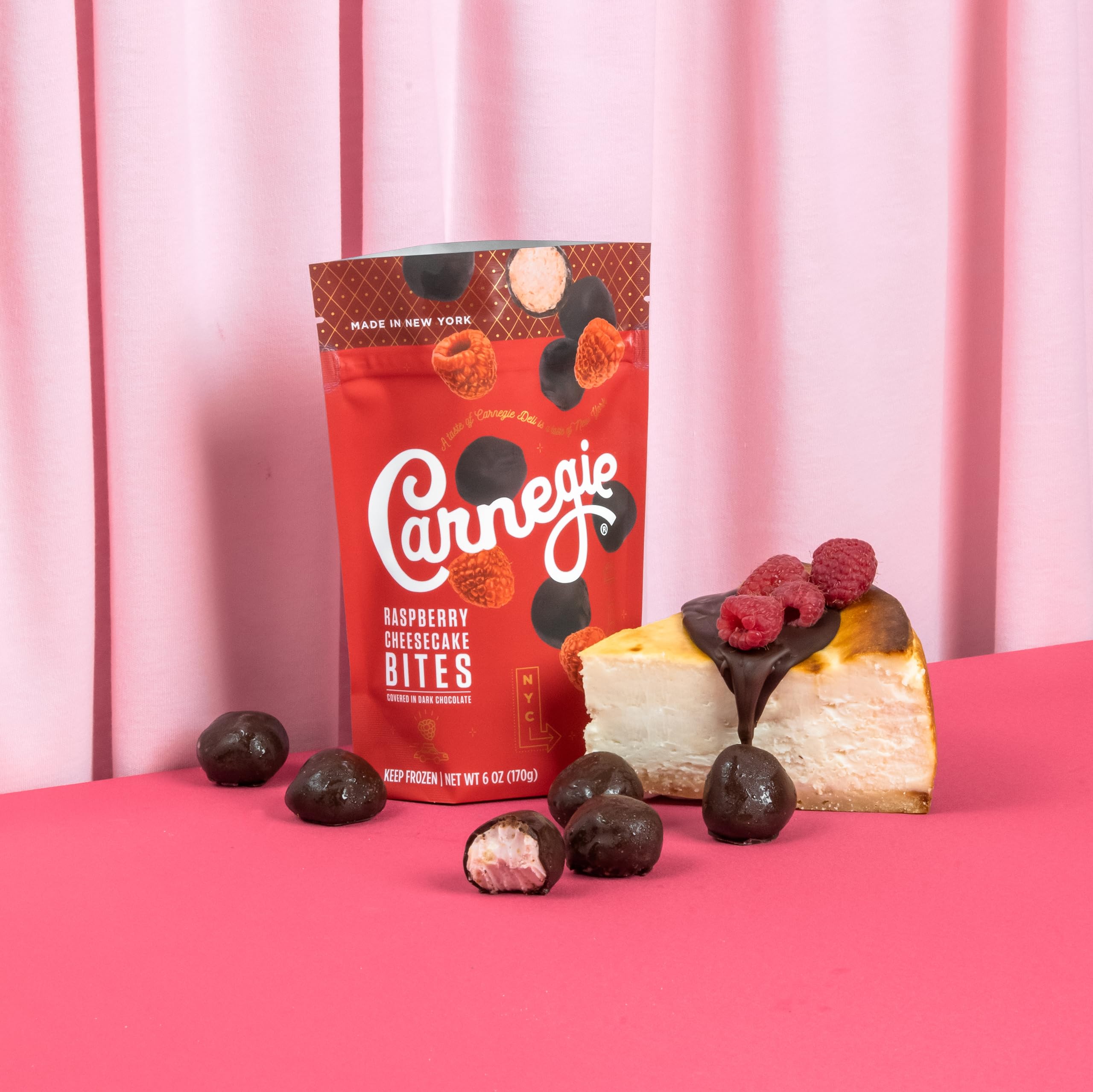 Delicious Raspberry Cheesecake Bites - Gourmet Dessert Snacks - 6 Oz Pack of 8 (80 Bites Total) - Perfect for Parties, Gifts & Sweet Cravings