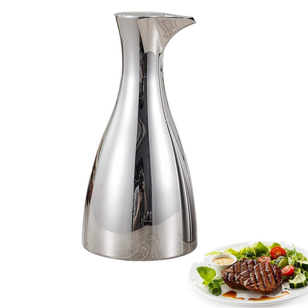 Premium 304 Stainless Steel Oil & Vinegar Dispenser Bottle - 500ML Leak-Proof Olive Oil Bottle with Drip-Free Spout, Large Capacity Kitchen Essential for Cooking, Salad Dressing & Baking (Silver)