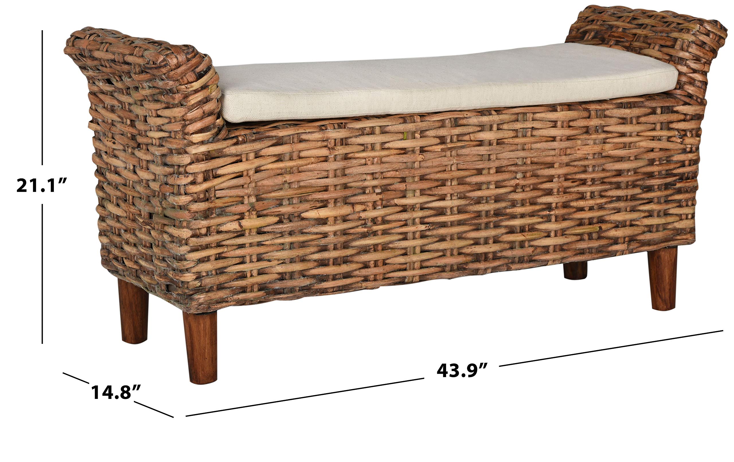 Safavieh Palermo Brown & Eggshell Upholstered Bench - Entryway, Living Room, Bedroom Seating Furniture for Home Decor