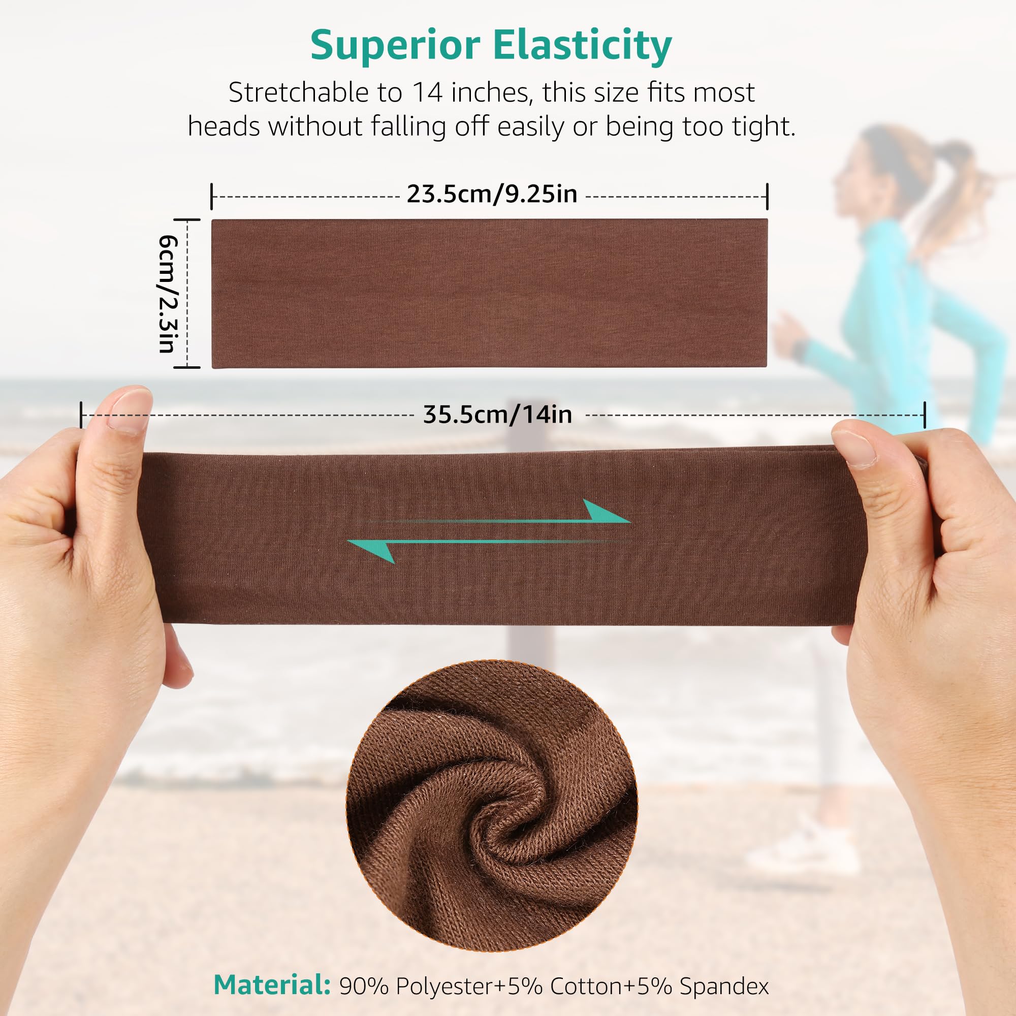 Non-Slip Headbands for Women - Soft Stretchy Cotton Sports Hair Bands for Yoga, Running & Outdoor Activities - Comfortable Workout Headwear for Active Lifestyles