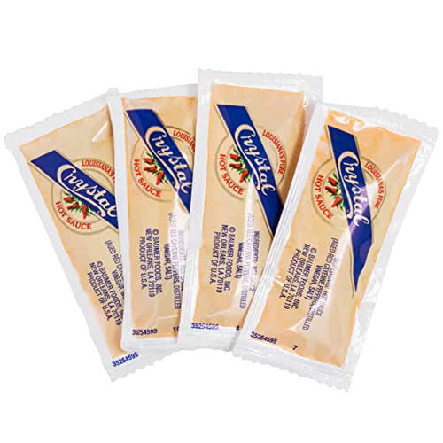 BWS Crystal 7 Gram Hot Sauce Portion Packets - Pack of 200 | Spicy Flavor Enhancer for Tacos, Wings & Snacks | Restaurant & Home Cooking Supplies