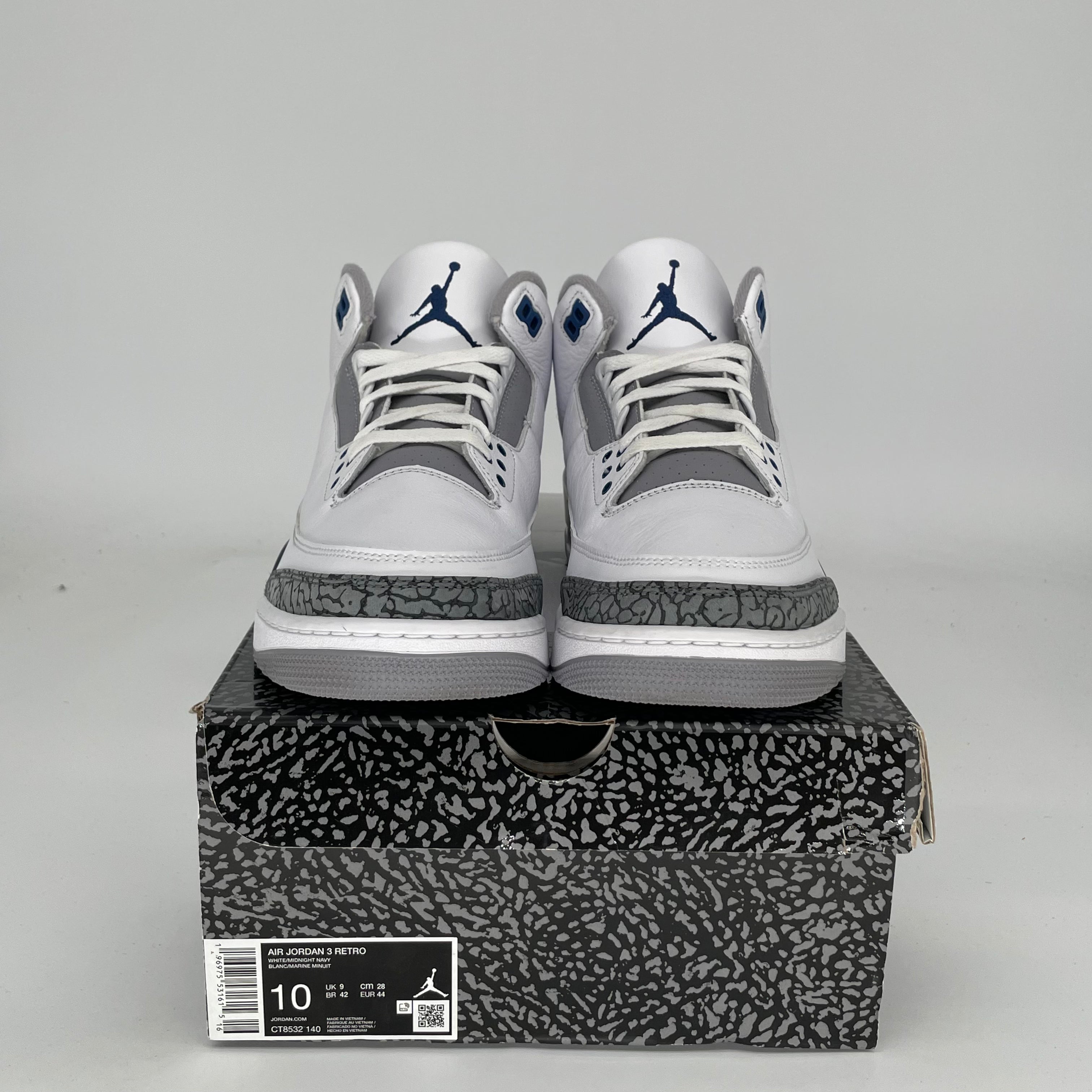 AIR JORDAN 3 Retro Midnight Navy Men's Basketball Shoes Size 10 - CT8532-140 | Authentic Sneakers for Running, Gym & Streetwear Fashion