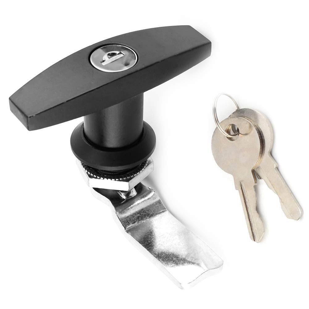 Yctze T Handle Lock with Keys - Secure Tool Box, Garage & Trailer Canopy | Heavy Duty Rear Fixing Lock for Storage, RV & Outdoor Equipment