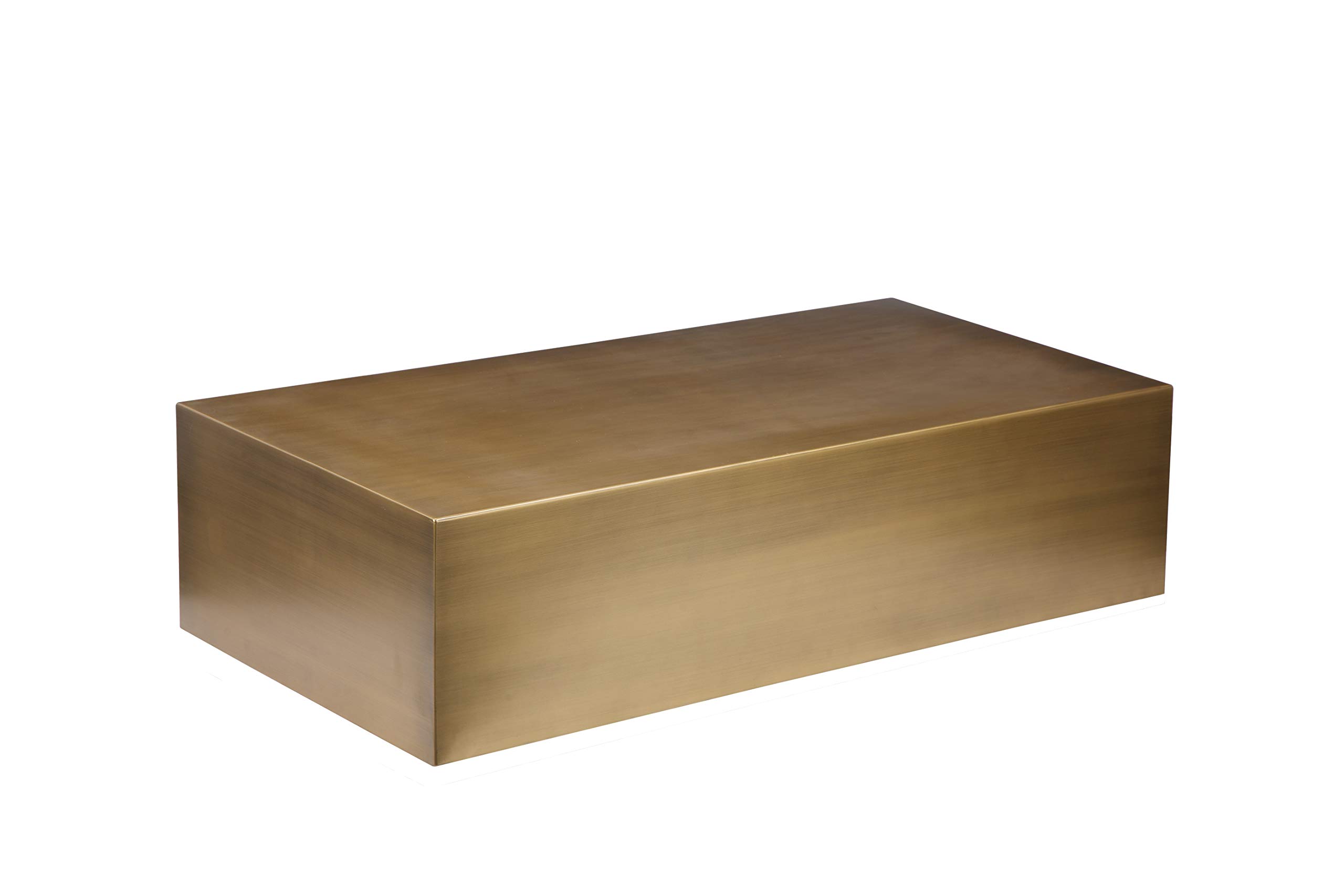 Benjara Gold Metal Coffee Table - Modern Cuboid Shape for Living Room, Office, and Lounge Decor