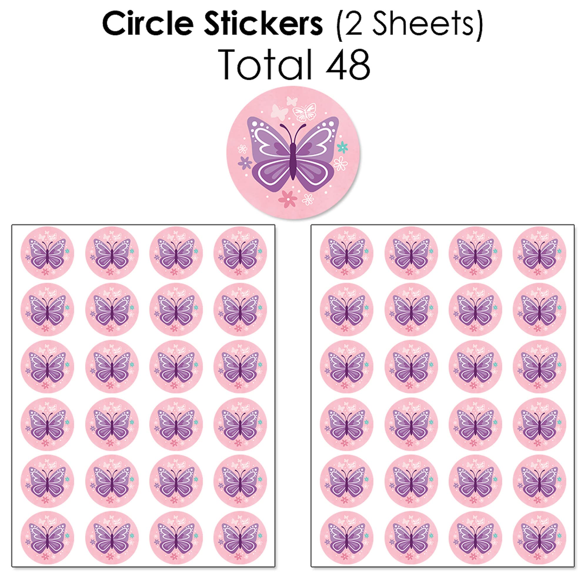 Beautiful Butterfly Mini Candy Bar Wrappers & Circle Stickers - 304-Piece Floral Baby Shower Birthday Favor Kit - Perfect for Party Decorations, Wedding Favors, and DIY Craft Projects
