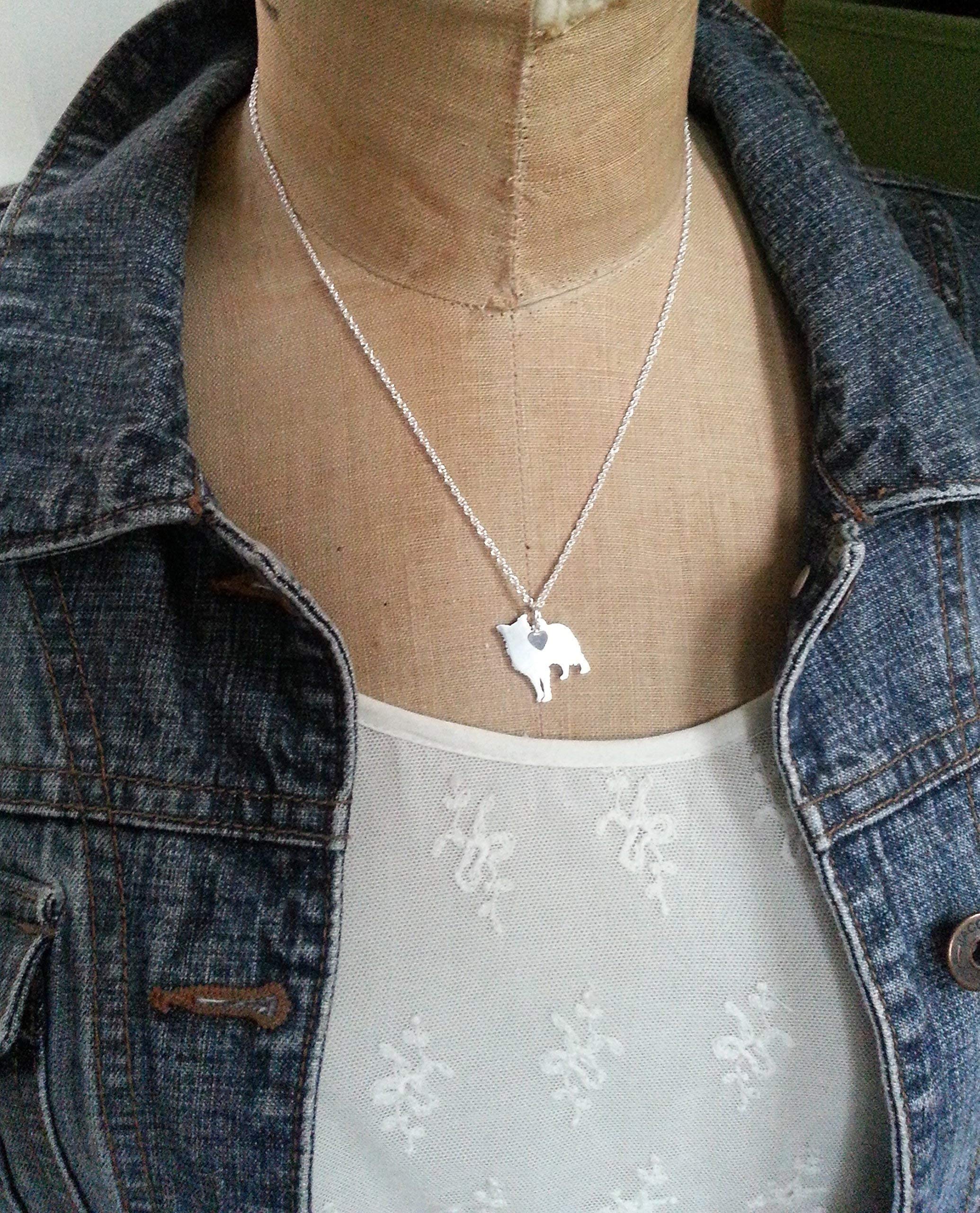 925 Sterling Silver Border Collie Dog Charm Necklace - Dainty Pet Lover Jewelry Gift for Women, Perfect for Dog Owners & Animal Lovers (Birthday, Anniversary, Valentine's Day)