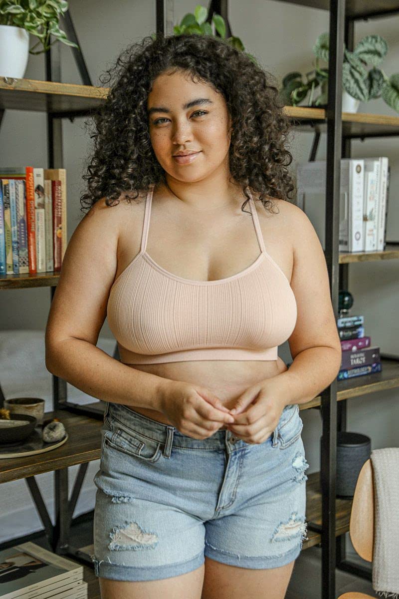 Plus Size Tattoo Mesh Racerback Bralette for Women - Summer Swimsuit Bikini Cami Bras (A-C Cups) | Casual Sports Bra & Tops | Blush 3XL | Perfect for Beach, Pool, Yoga & Lounge Wear