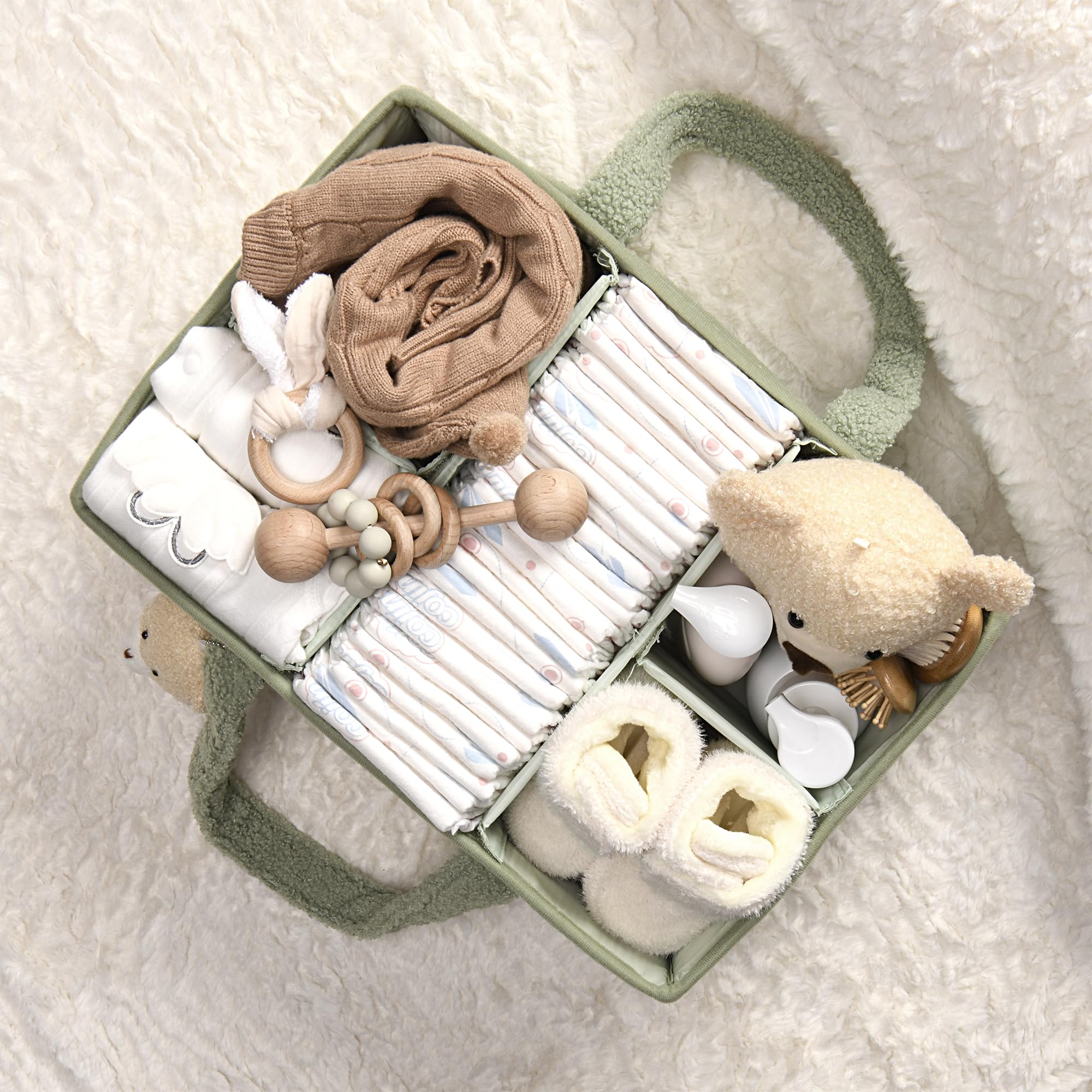 PeraBella Diaper Caddy Organizer - Baby Changing Table Storage Basket for Wipes, Diapers & Essentials | Portable Nursery & Car Organizer | Perfect Baby Shower Gift | Ideal for Home Nursery, Travel & On-the-Go Parents