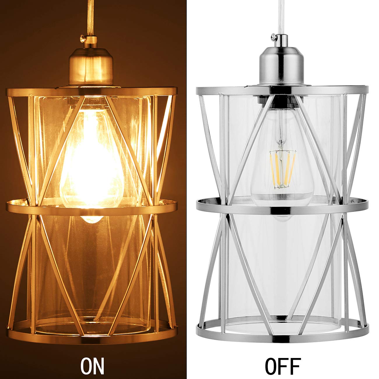 Modern Cylindrical Pendant Light with Clear Glass - Brushed Nickel Hanging Light Fixture for Kitchen Island, Dining Room, Bar & Sink Areas | Transitional Metal Lighting for Home & Commercial Spaces