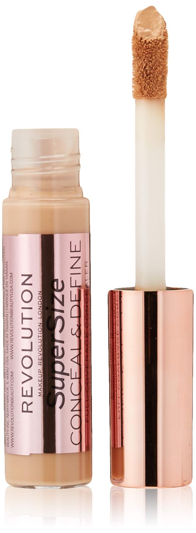 Makeup Revolution Conceal & Define Supersize Concealer - Full Coverage, Long Lasting (Shade C8) for Dark Circles, Blemishes & Imperfections | Perfect for Everyday Makeup & Professional Looks