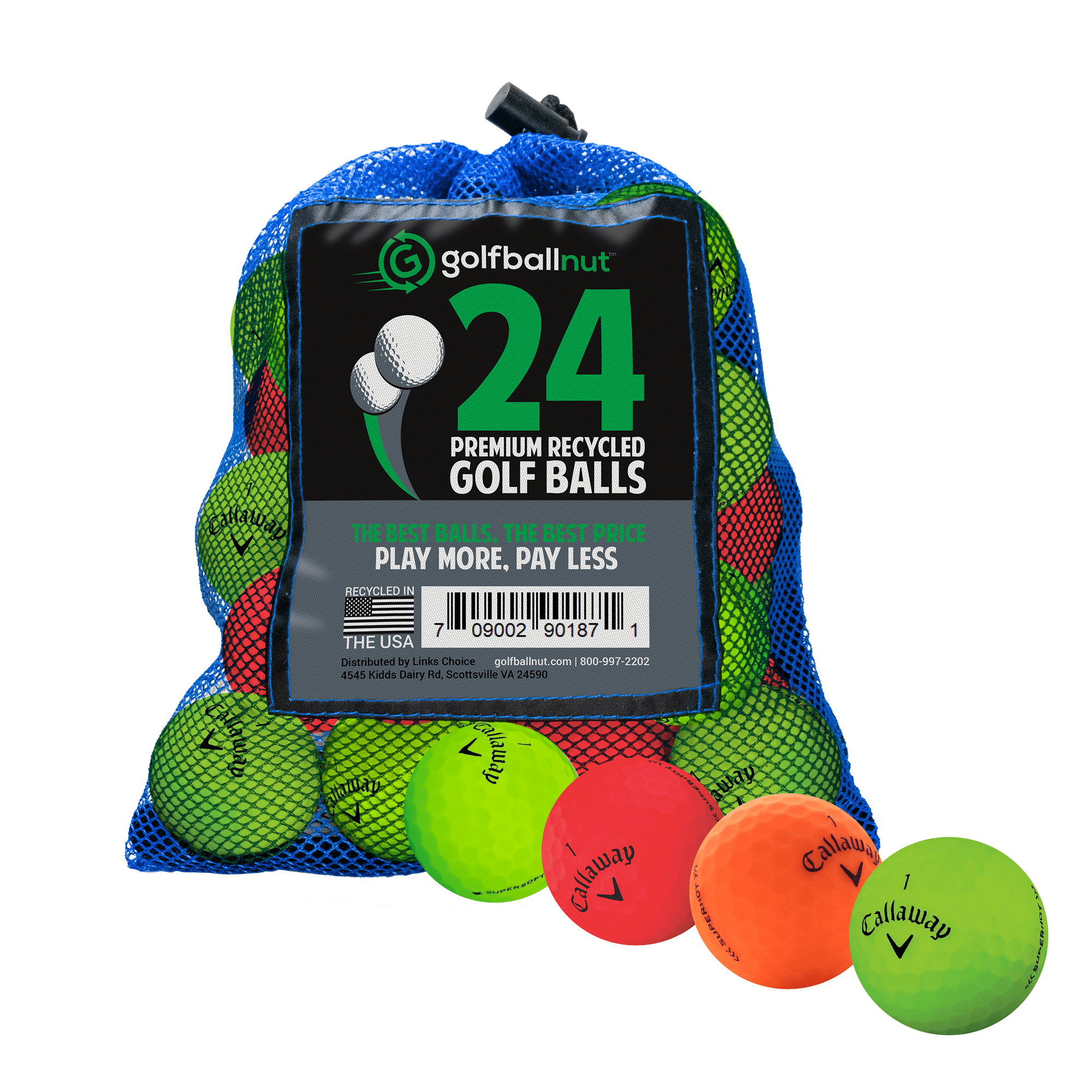 Premium Used Callaway Matte Mix Golf Balls - 12/24/36 Pack Bulk Practice Balls with Durable Mesh Bag | Ideal for Driving Range, Backyard Practice & Golf Training