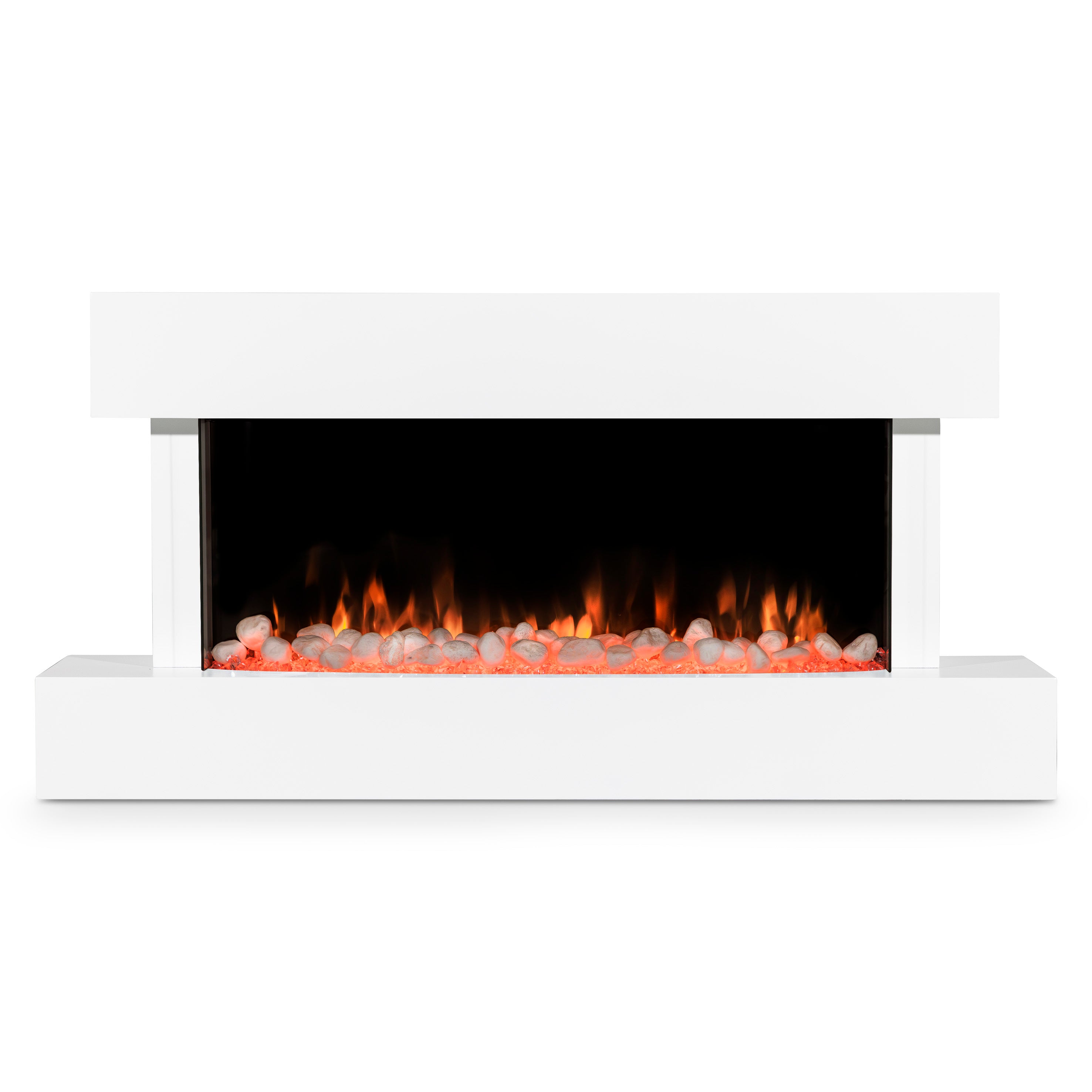 Baridi 46 Inch Electric Fireplace Wall Mounted with Realistic LED Flame Effects - White DH113 - Perfect for Living Room, Bedroom & Office Heating & Ambiance