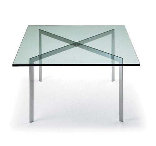 Mies van der Rohe Tugendhat Modern Coffee Table - Mid-Century Design Glass Top Living Room Furniture for Home & Office Decor