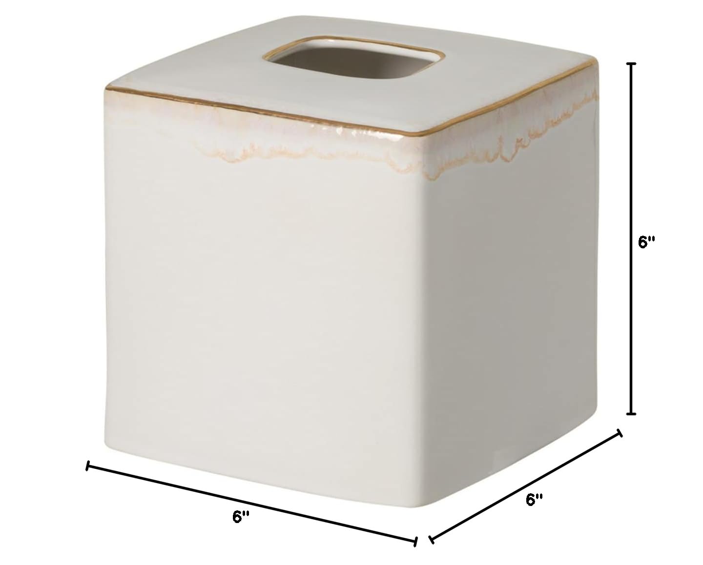 Casafina Ceramic Tissue Box Cover - White & Gold, Bathroom Decor for Luxury Homes
