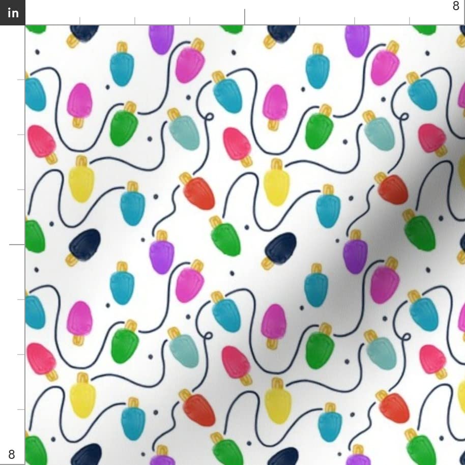 Christmas Lights String Light Printed Chiffon Fabric by The Yard - Winter Seasonal Design for Sewing Dresses, Fashion Apparel & Home Decor - Perfect for Holiday DIY Projects, Table Runners & Curtains