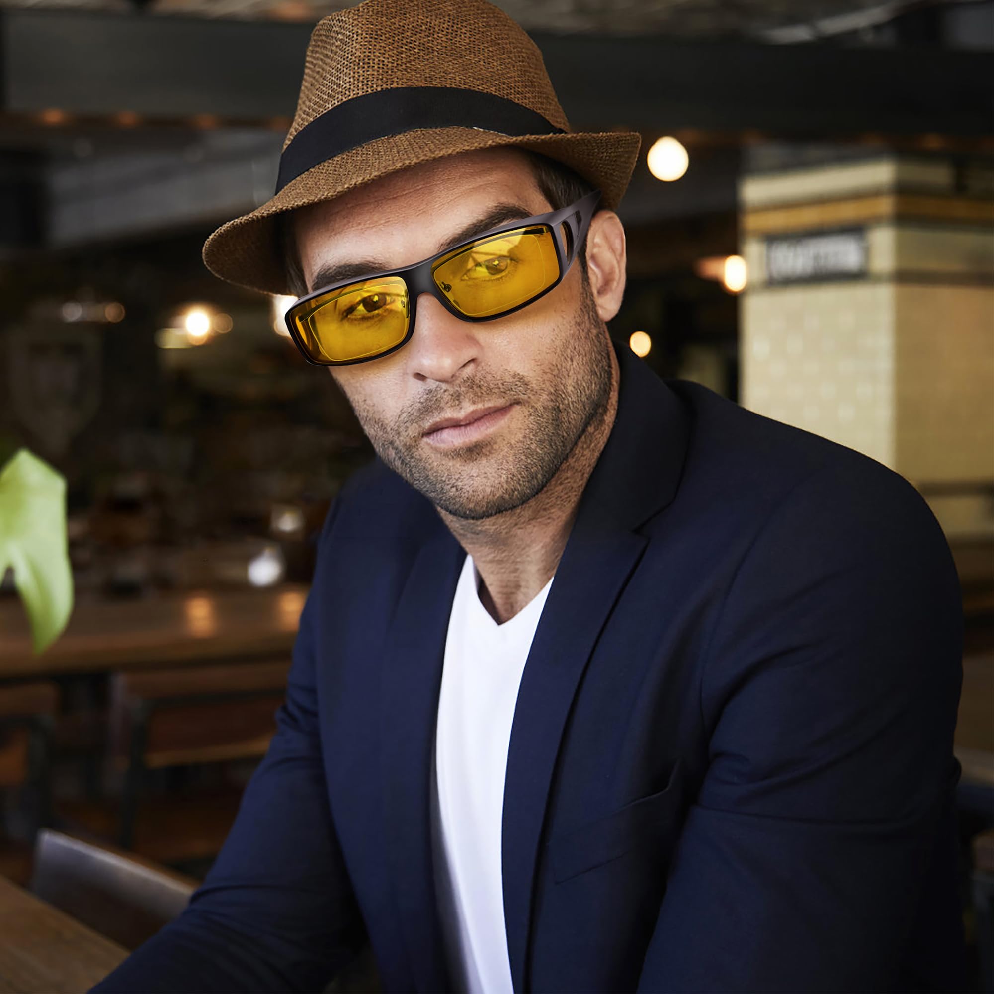 URUMQI Polarized Sunglasses for Men & Women - Fit Over Glasses, Wrap-Around Driving Shades with 100% UV Protection - Perfect for Driving, Outdoor Sports & Daily Sun Protection
