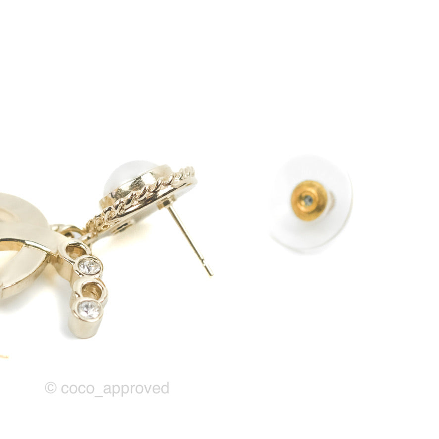 Chanel CC Coco Round Pearl Drop Earrings Gold Tone 22P - Luxury Fashion Jewelry for Women, Perfect for Parties, Weddings & Special Occasions
