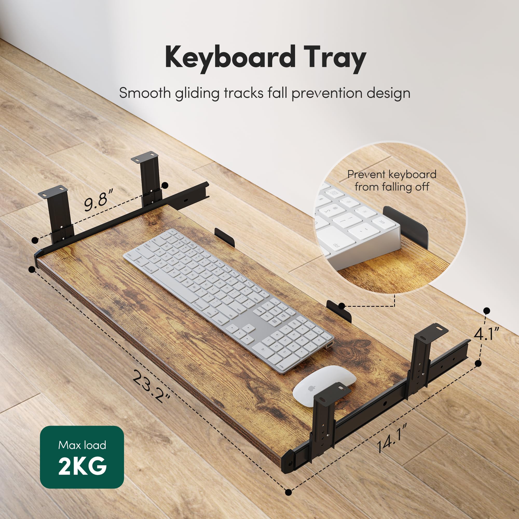 FEZIBO Electric Height Adjustable Standing Desk with Keyboard Tray - 40 x 24 Inches Sit Stand Computer Desk for Home Office (Rustic Brown) | Ergonomic Workstation for Remote Work & Gaming Setup