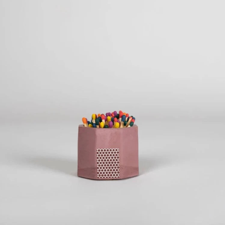 Premium Acai Wood Match Holder with Striker & Colorful Rainbow Matches - Perfect for Fireplaces, Candles, and Outdoor Camping