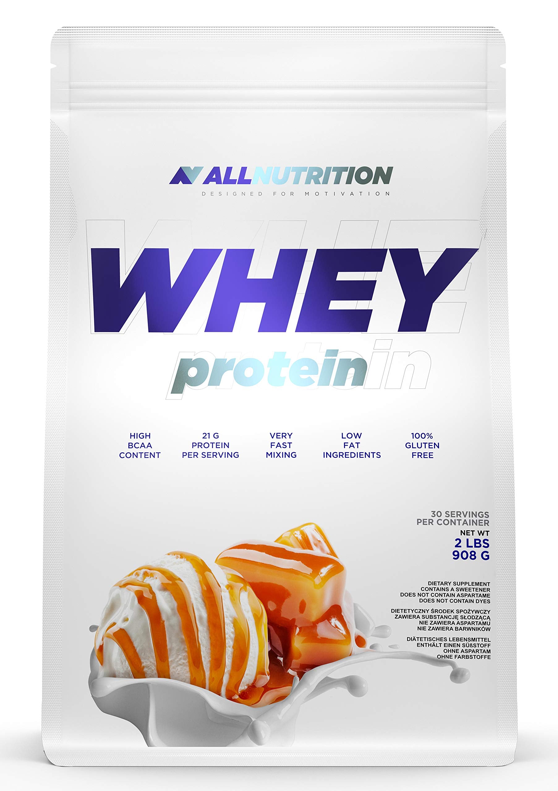 Allnutrition Whey Protein Powder - Caramel Ice Cream Flavor, 908g | High-Quality Protein Supplement for Muscle Recovery & Workout | Ideal for Post-Workout Shakes, Smoothies & Baking