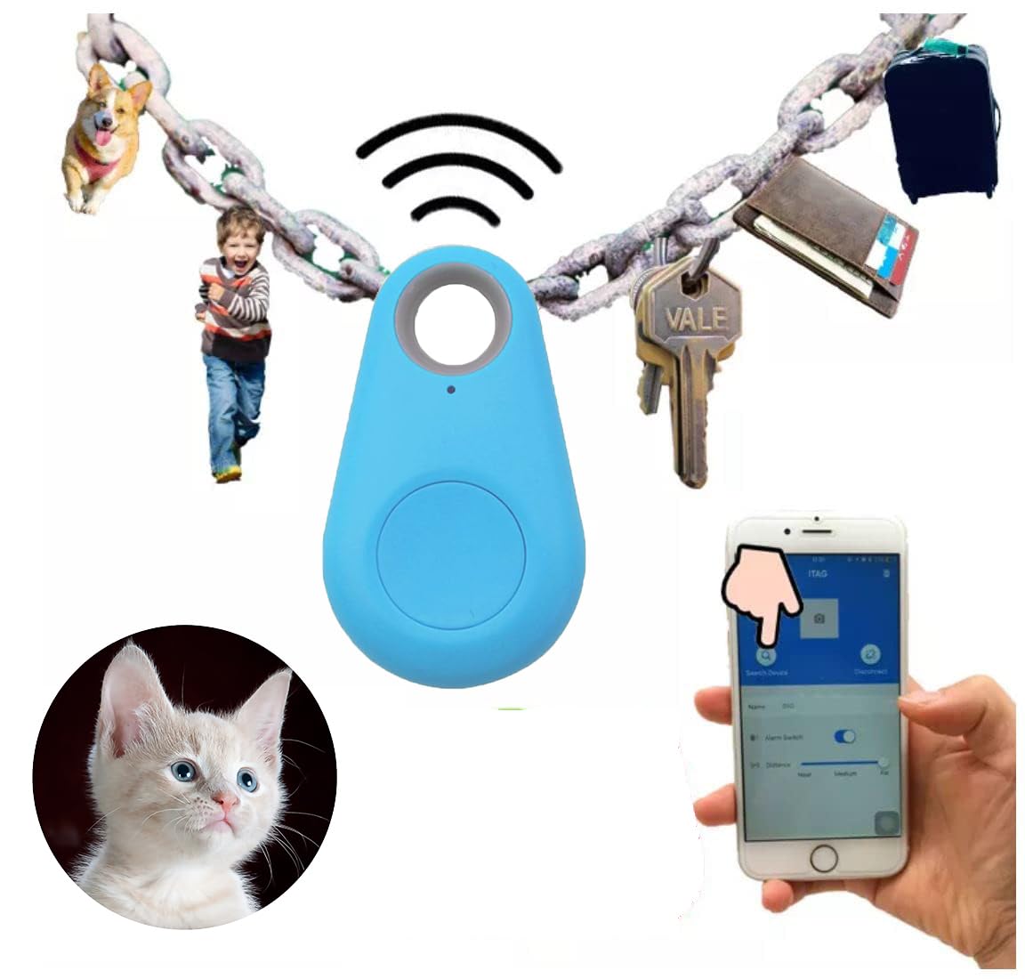 Wireless Bluetooth 4.0 Key Finder - Smart Anti-Lost Alarm Tracker with GPS for Keys, Phone, Wallet, Luggage & Pets (2 Pack) | Perfect for Travel, Home & Office Organization