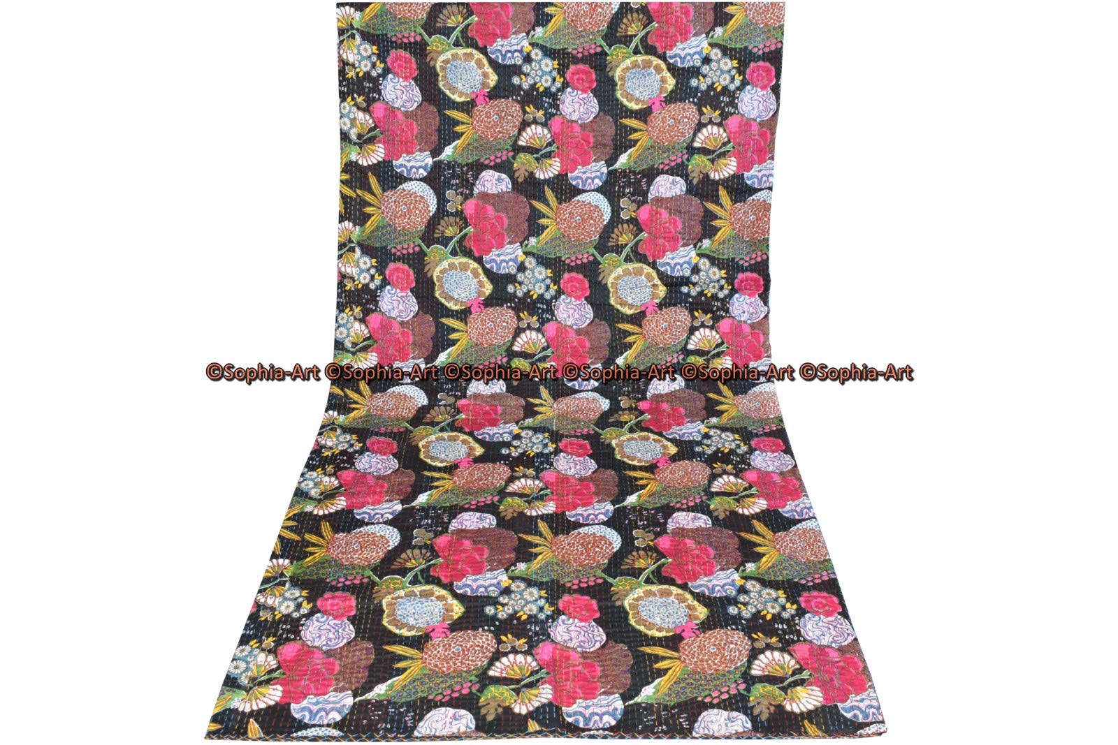 Sophia-Art Reversible Indian Kantha Quilt - Twin/King Size 108