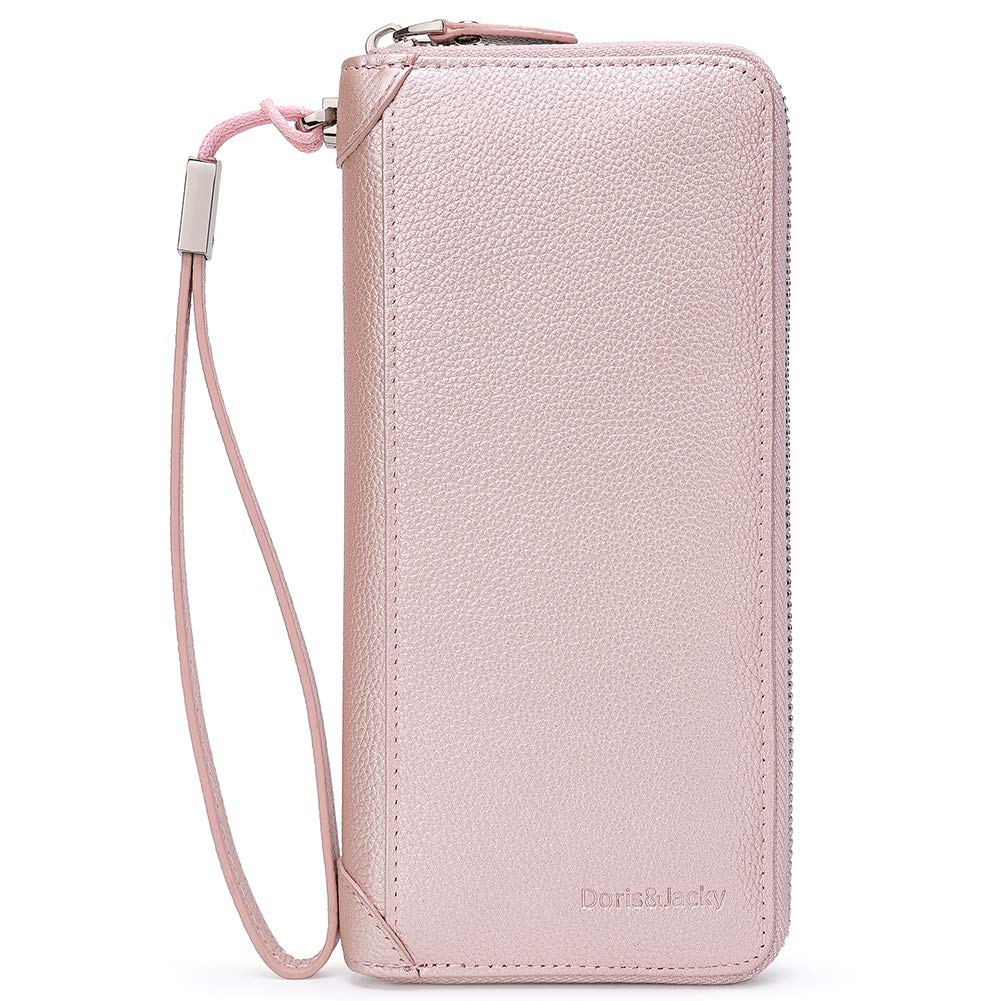Women's RFID Blocking Leather Wallet - Large Capacity Zipper Wristlet Bag for Travel, Shopping & Everyday Use | Stylish & Secure Crossbody Purse for Credit Cards, Cash & Essentials