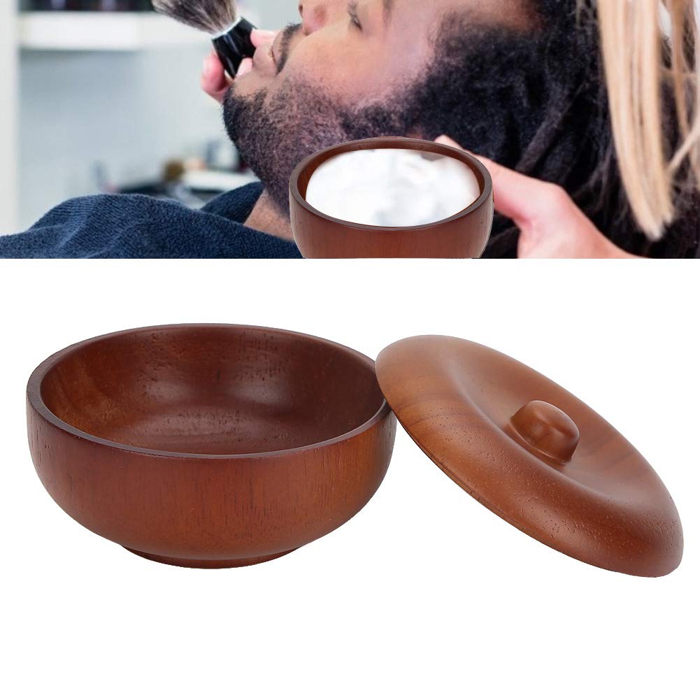 Premium Wooden Shaving Soap Bowl with Lid - Handcrafted Men's Wet Shaving Lather Mug for Rich Foam - Perfect for Traditional Barber Shave & Home Grooming Routine