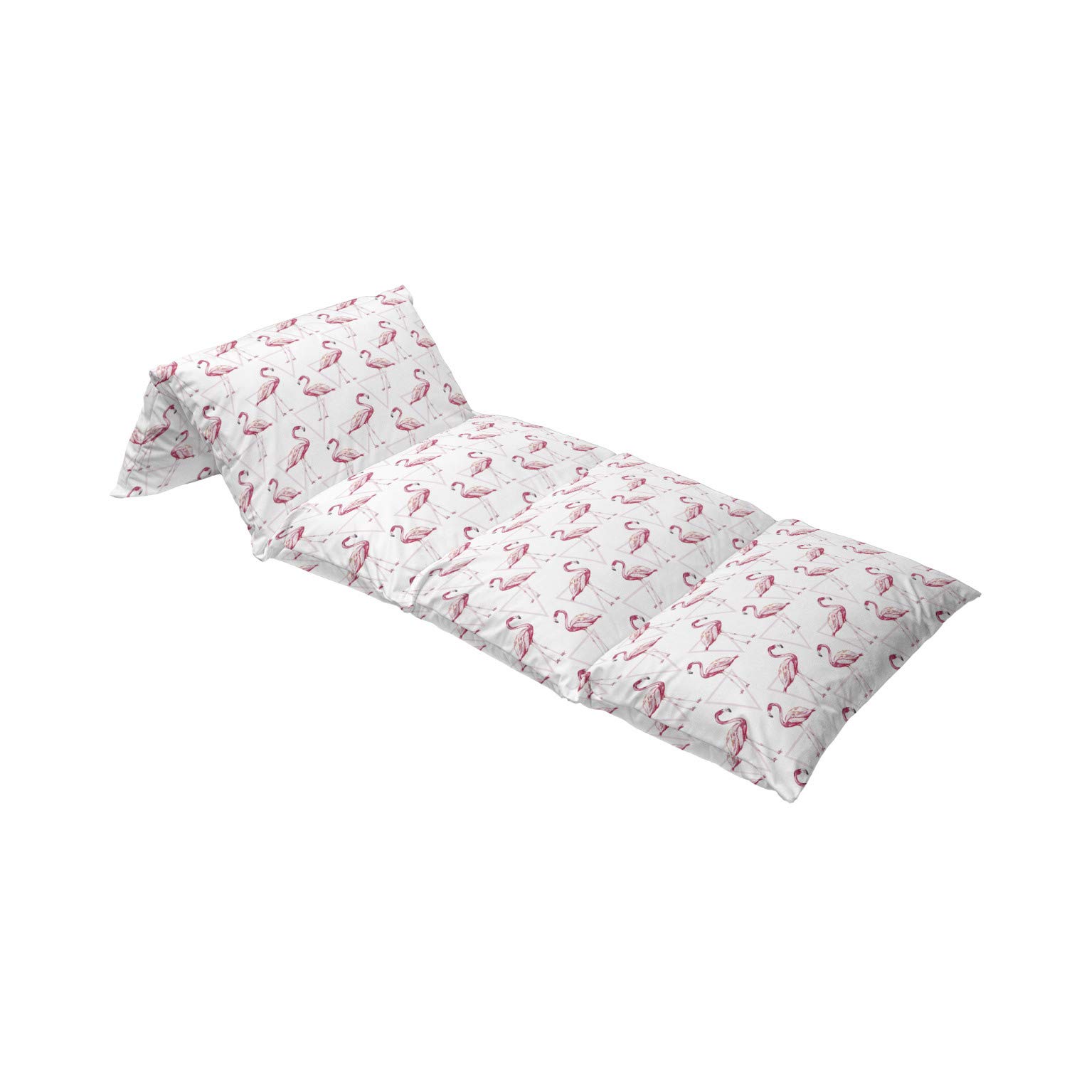 Ambesonne Flamingo Floor Pillow Cover - Realistic Animal Print with Geometric Pink Triangle Design, 88